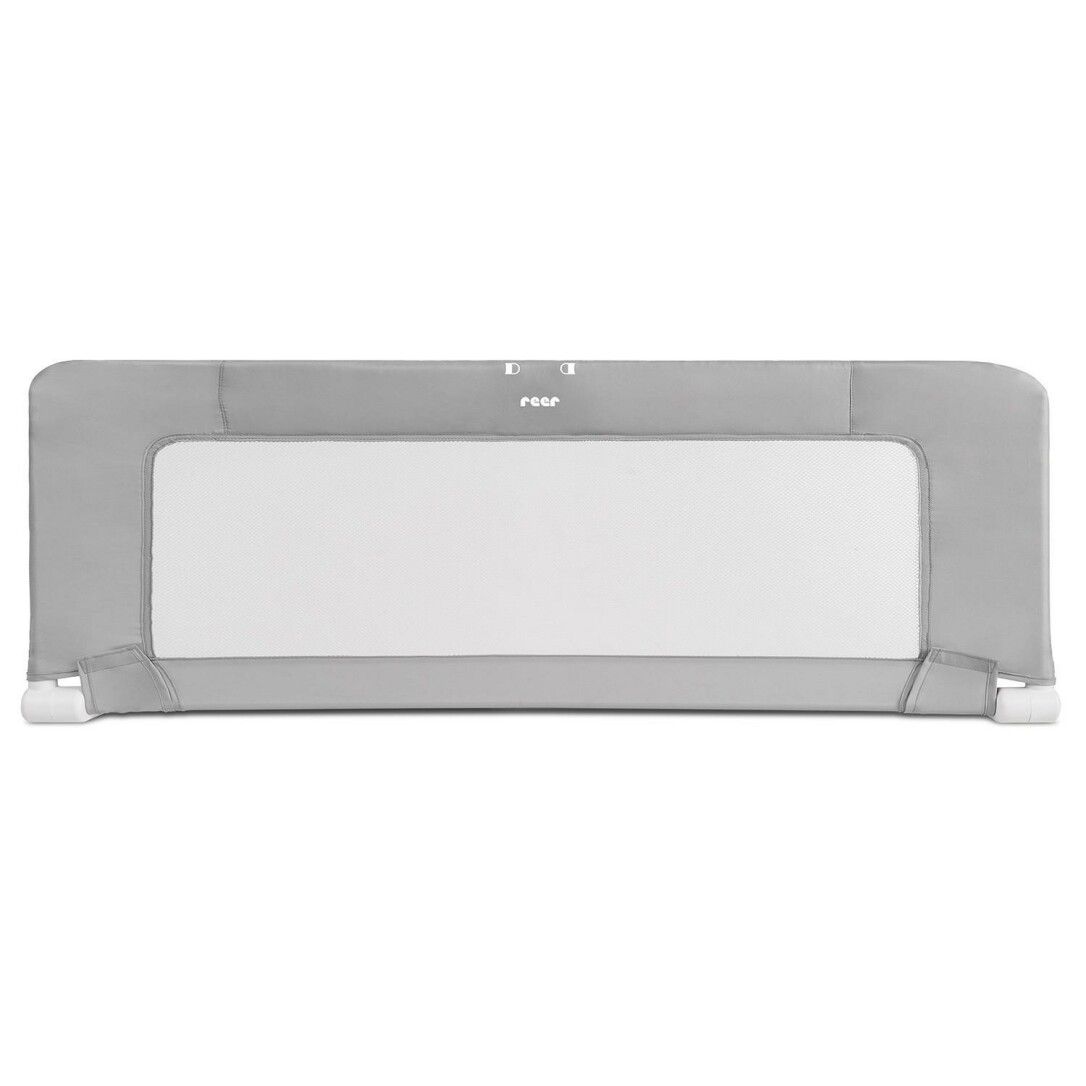 Barriera letto grigia con rete bianca. Marchio reer. Forma rettangolare, ribaltabile. Per letti.