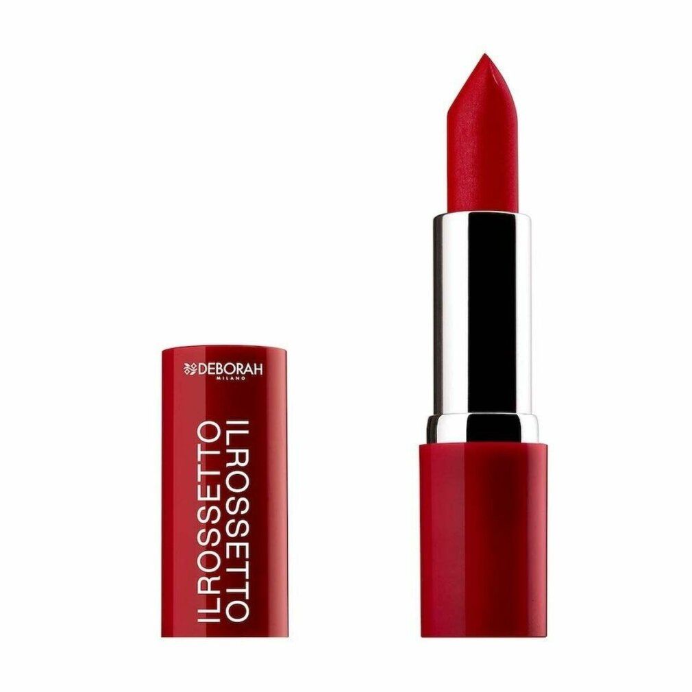 Rossetto rosso aperto. Astuccio rosso con scritta IL ROSSETTO. Marchio DEBORAH.