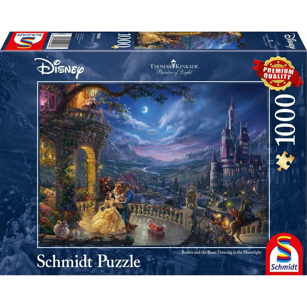 Disney, La Bella e la Bestia, Danza al chiaro di luna - puzzle da 1000 pezzi (Thomas Kinkade)