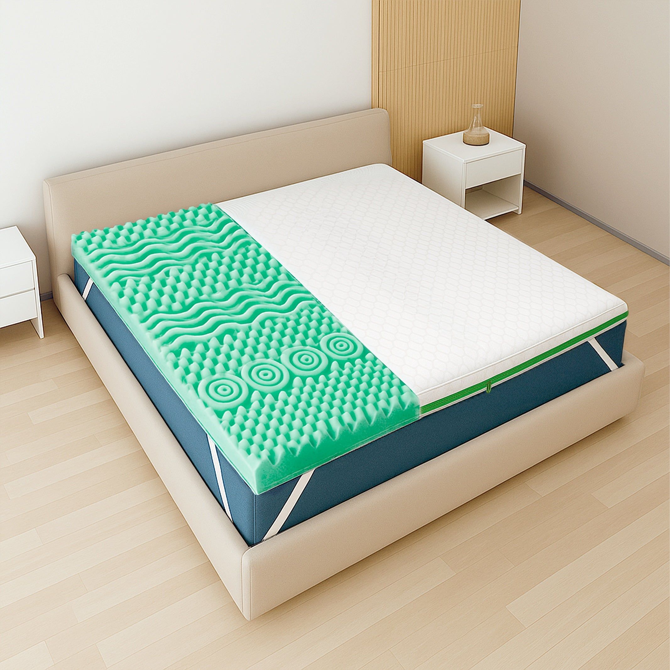 The White Stone Topper 120 x 190 in Memory Foam a 9 Zone Differenziate | Alto 5 cm