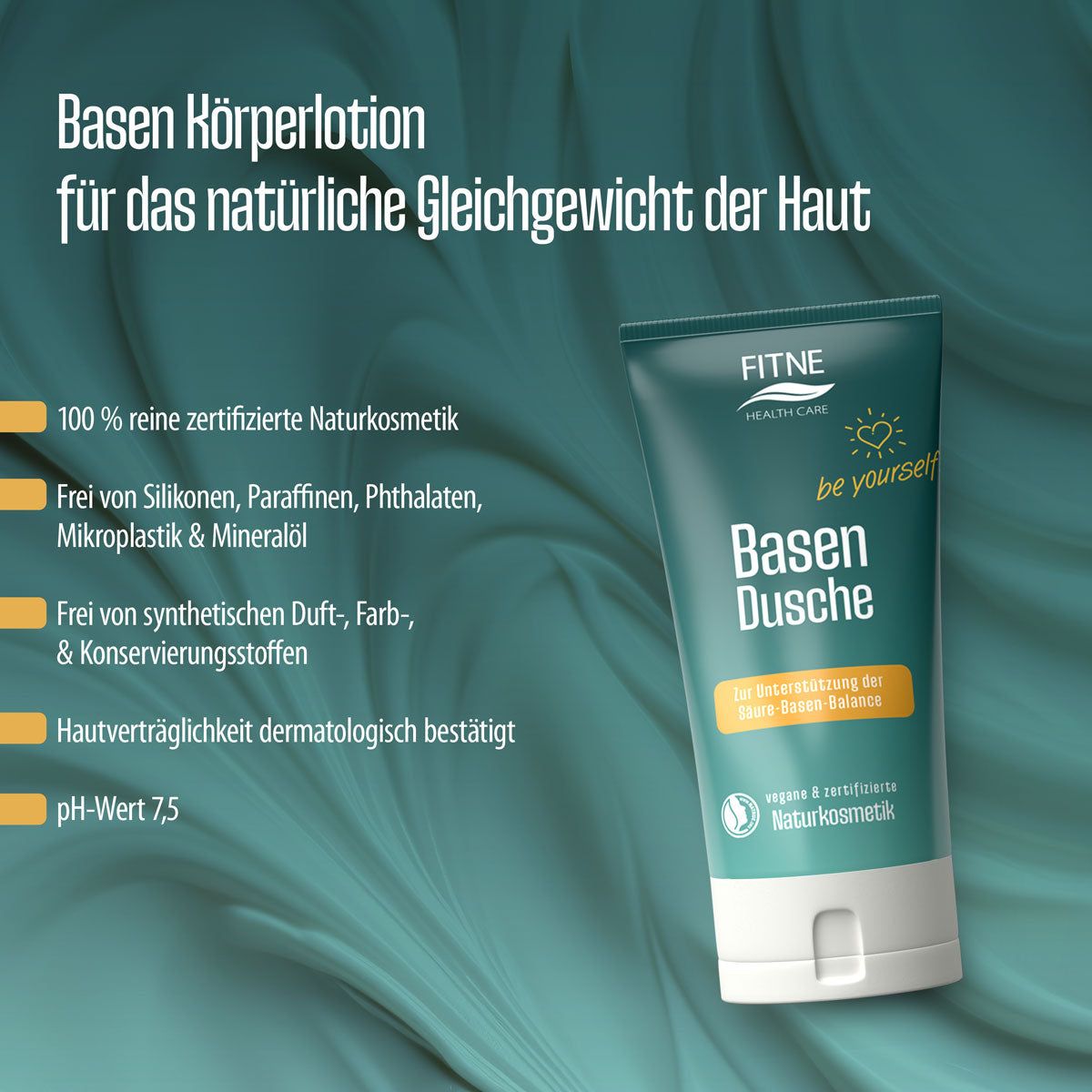 Tubo di bagnoschiuma basico Fitne con sigillo 'Naturkosmetik'.