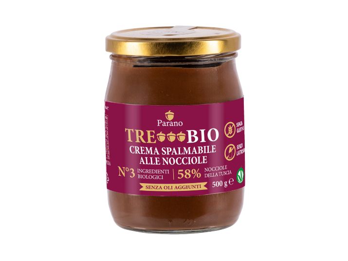 Vaso di crema spalmabile alle nocciole, 500g, biologico.