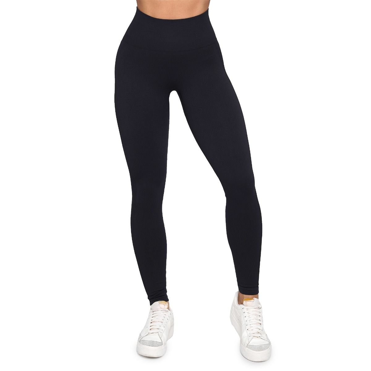 GymBeam Leggings donna Lift Seamless a vita alta senza cuciture e senza tasche nero