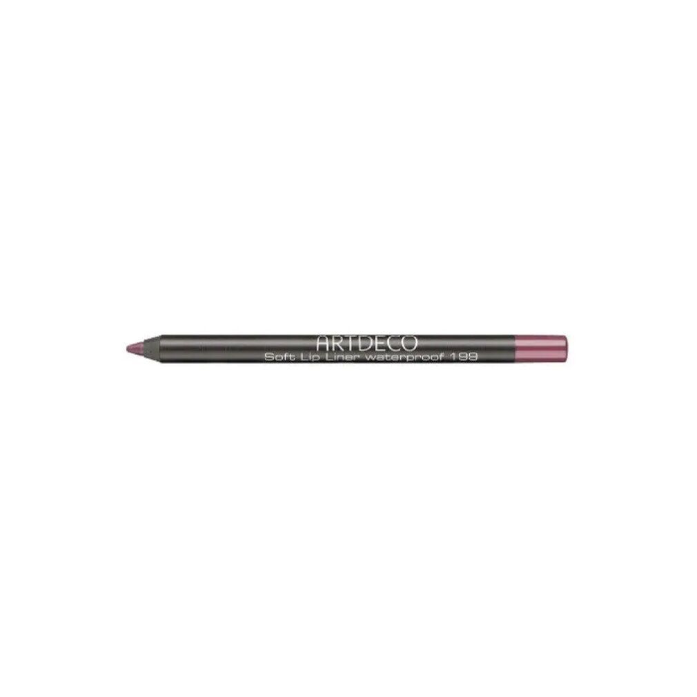 Artdeco Soft Lip Liner Waterproof 199 Black Cherry. Matita nera con punta rossa. Nome del prodotto e numero sulla matita.