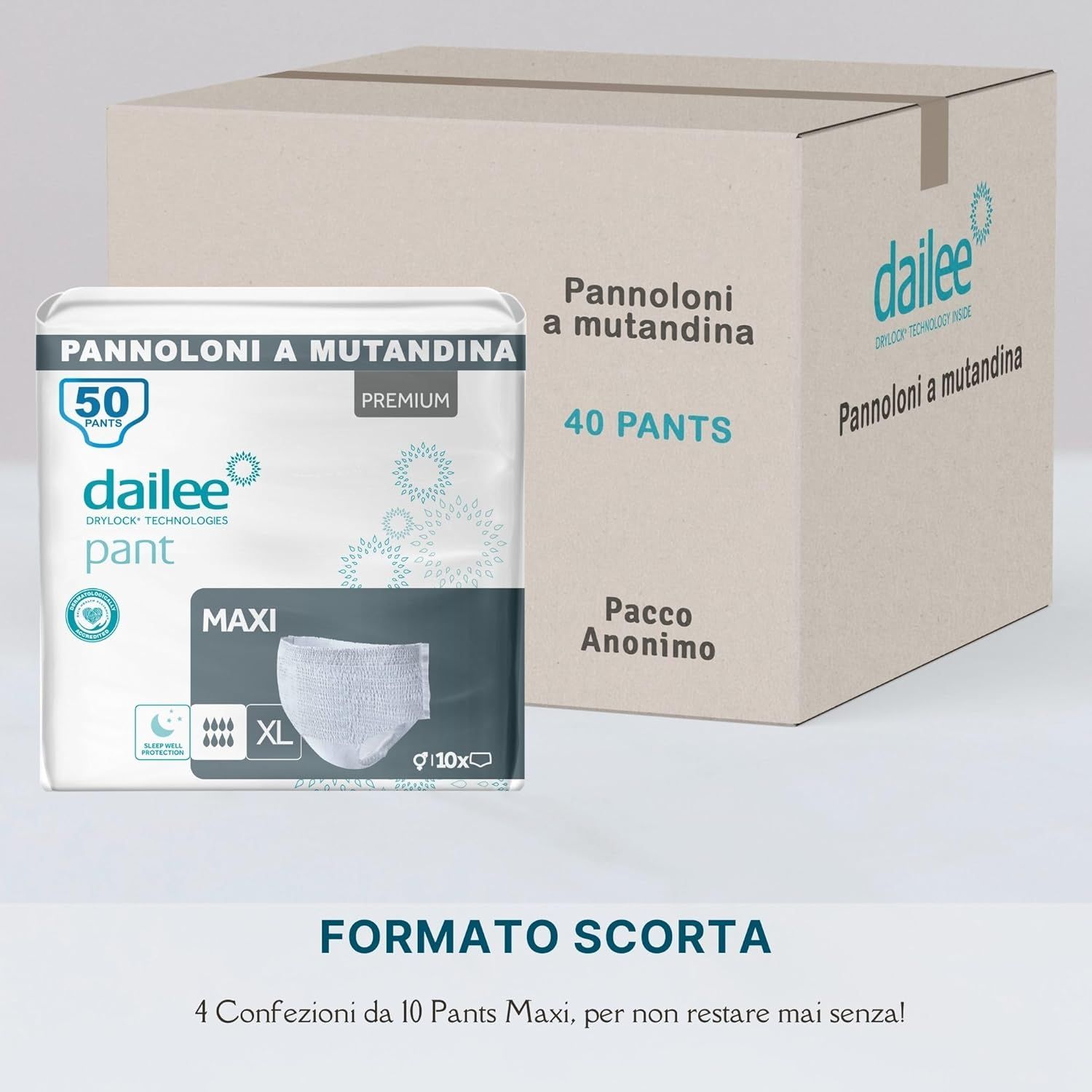 Dailee Pants Maxi, XL. 10x Pants. Confezione da 40 pezzi.