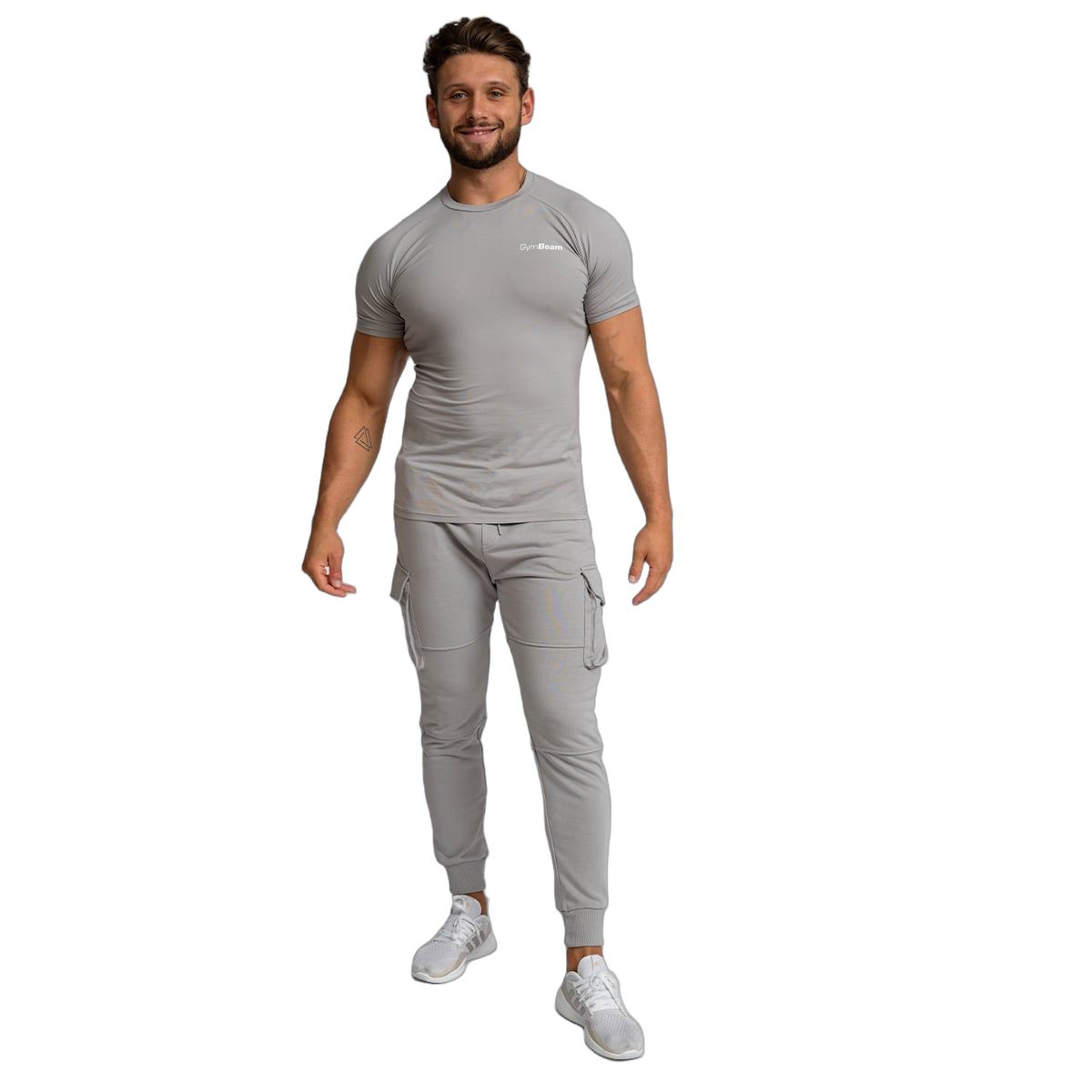 GymBeam Joggers uomo slim TRN grigi con tasche in cotone e poliestere