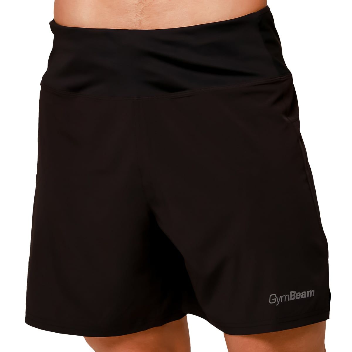 GymBeam Pantaloncini uomo Pulse Running 2in1 slim neri con tasche