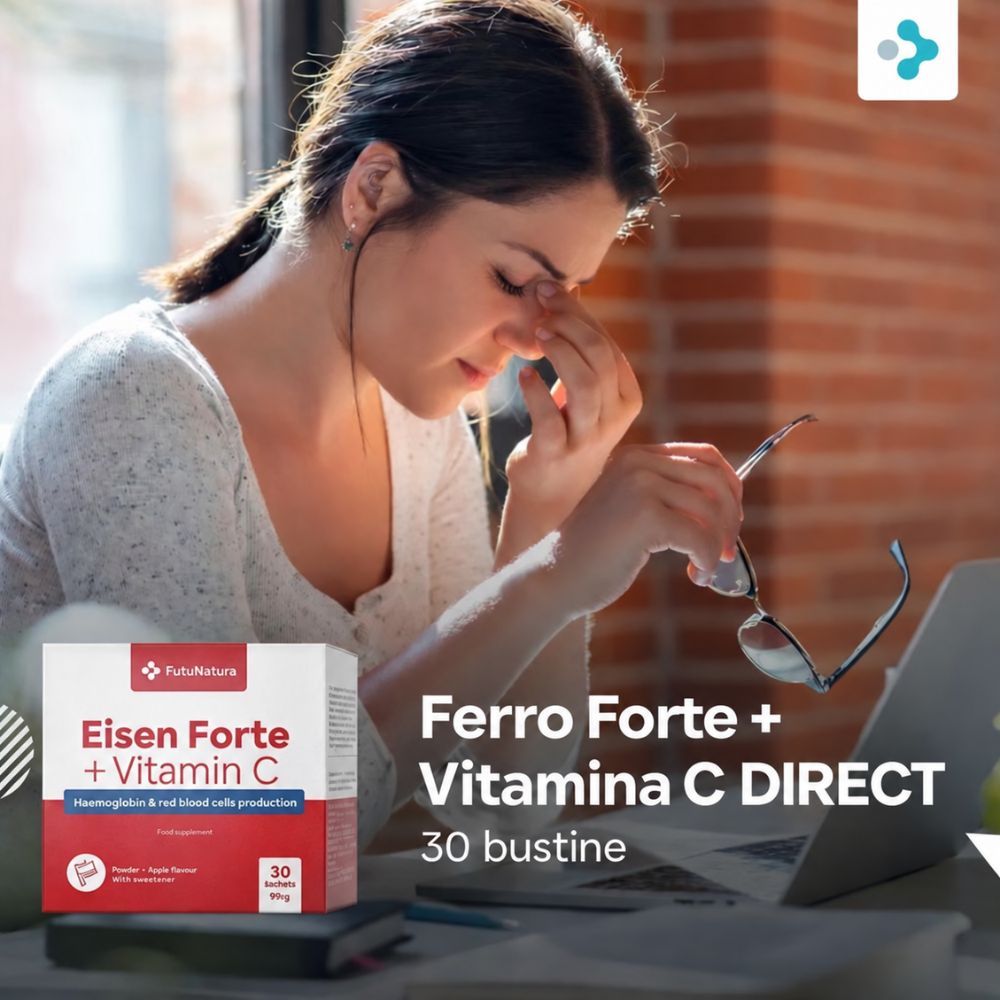 Confezione FutuNatura Ferro Forte + Vitamina C con bustina singola.