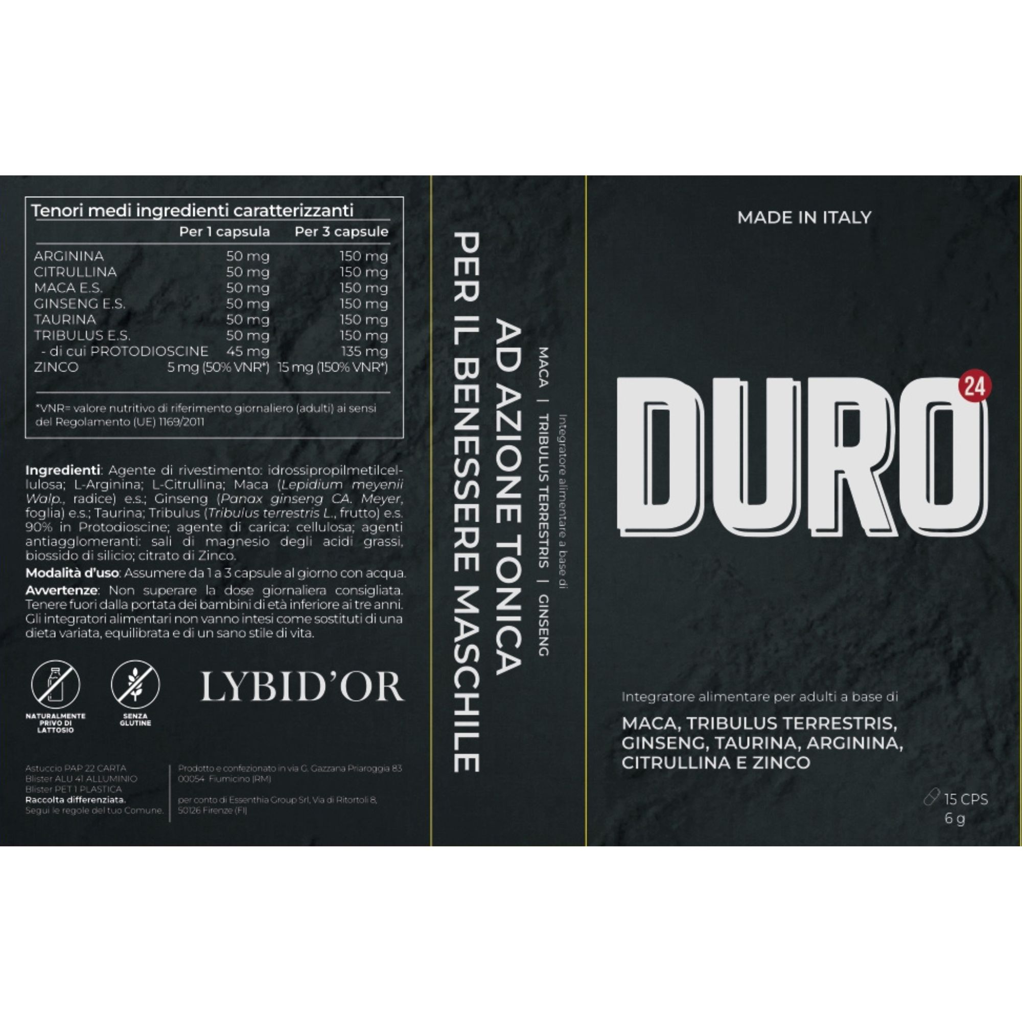 DURO24 Energizzante Sessuale per Libido Uomo Attivo - Supporto Naturale Vigore