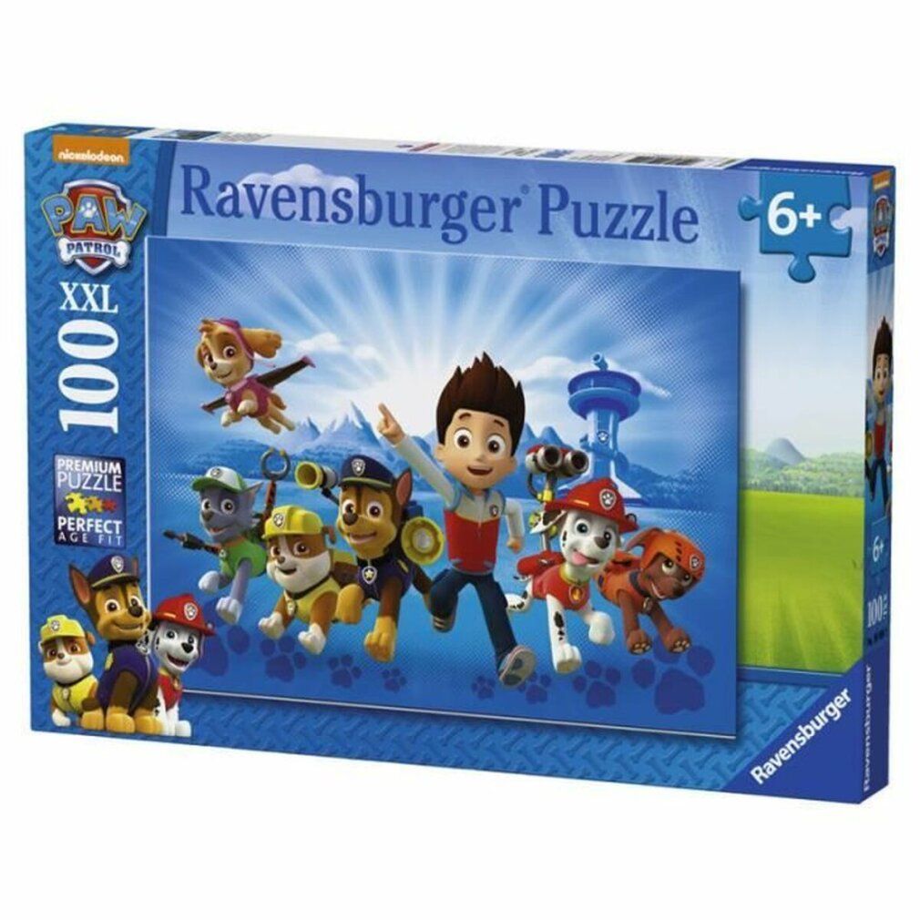 Puzzle Paw Patrol. Confezione con logo, testi e immagine dei personaggi. 100 pezzi, dai 6 anni.