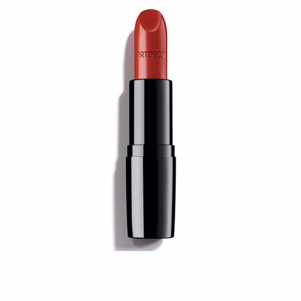 Rossetto rosso, astuccio nero, marchio Artdeco. Scritta sul rossetto.