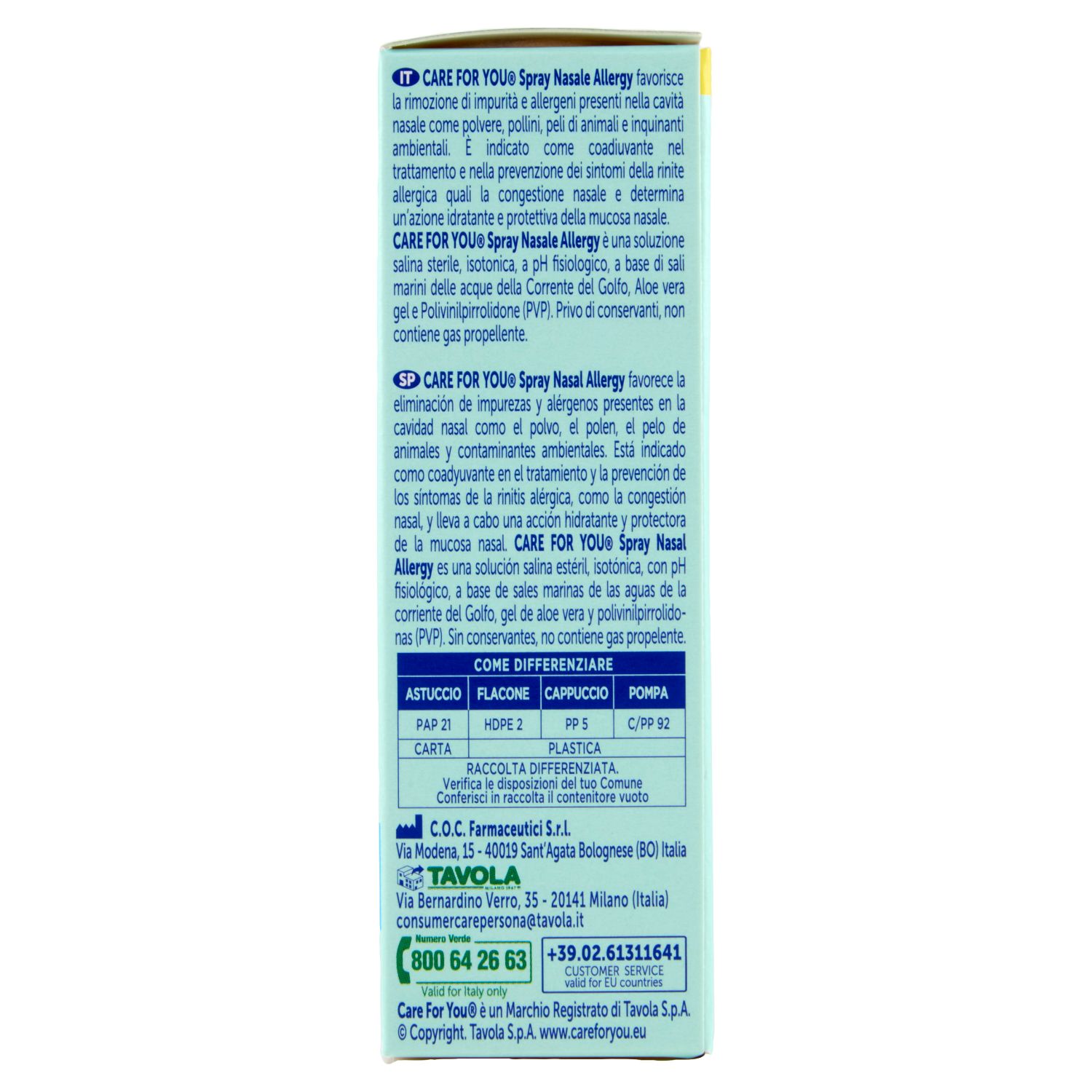 Care For You Spray Nasale Allergy, 20 ml