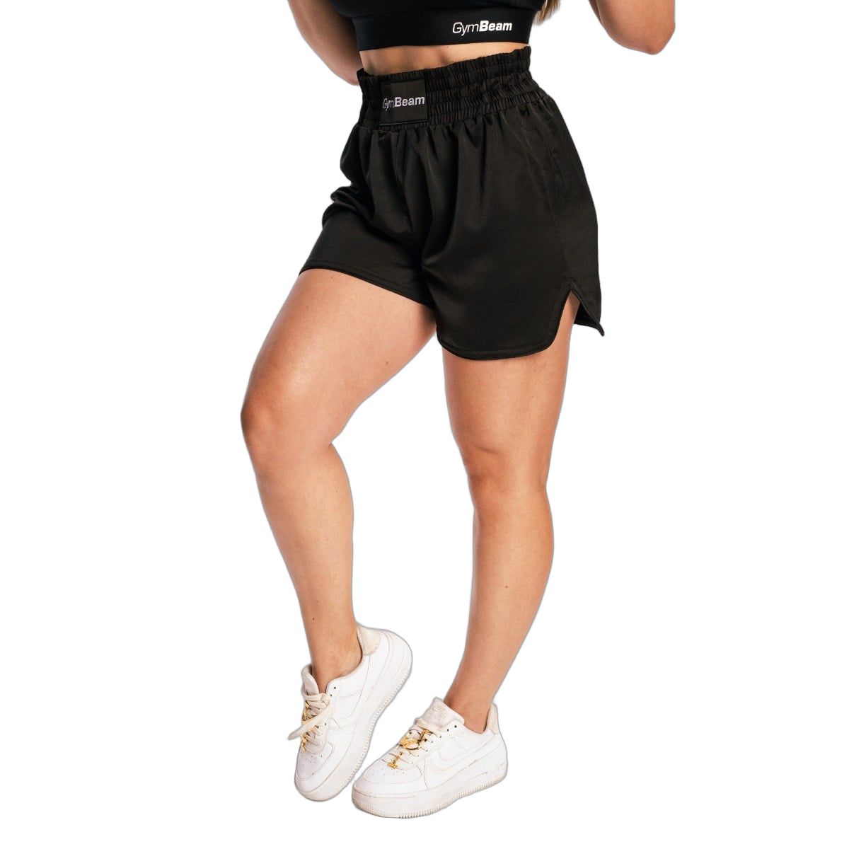 GymBeam Pantaloncini donna Combat Boxing regular vita alta con cordoncino nero