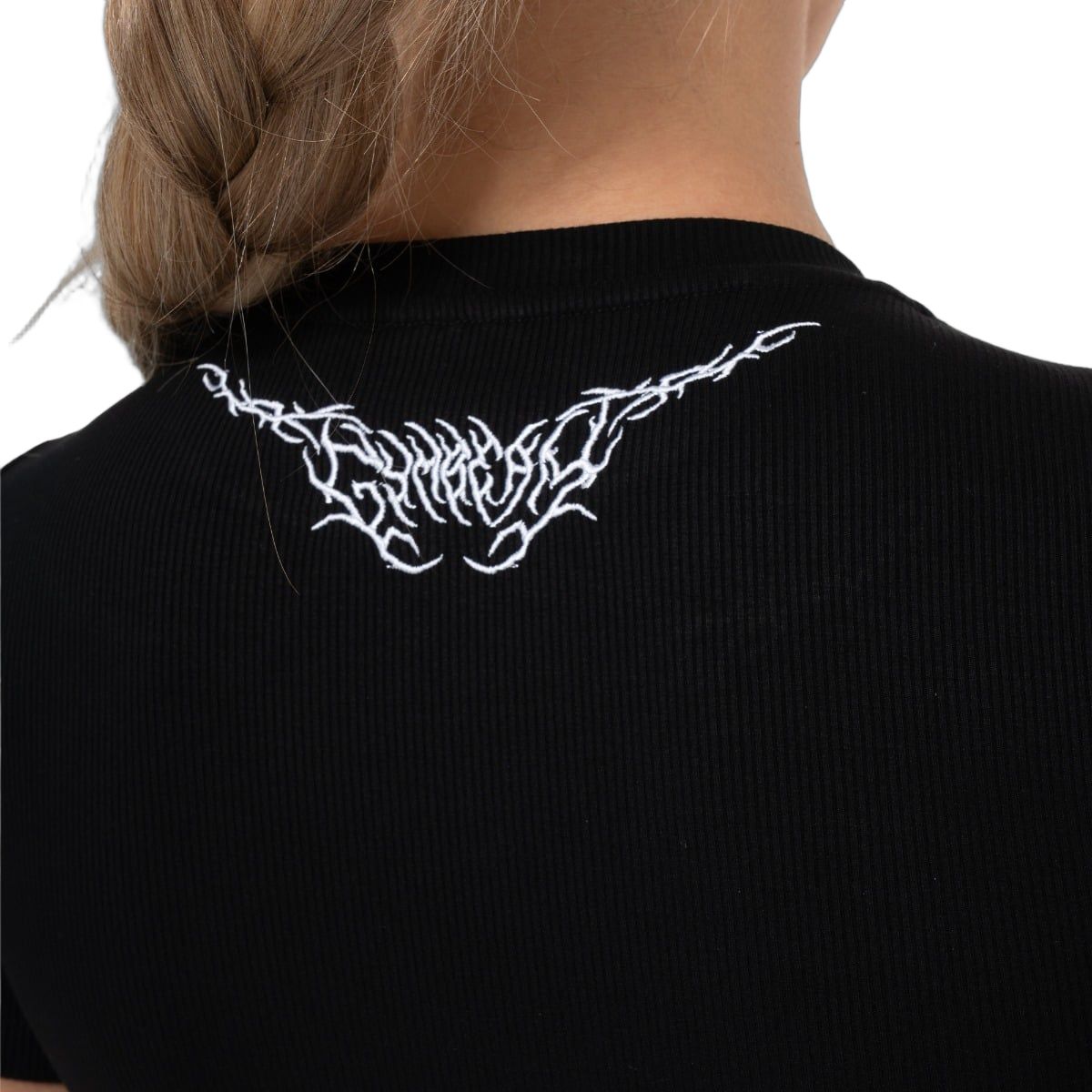 GymBeam Top donna a costine slim Tribal nero