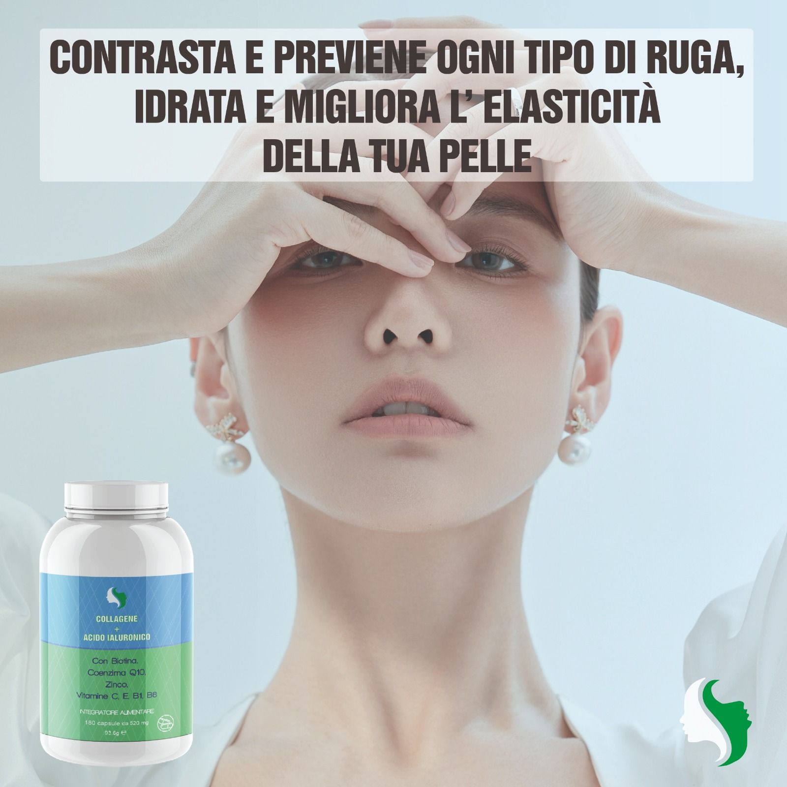 Trico Hair Italy Collagene e Acido Ialuronico per viso e capelli con Biotina e Coenzima Q10