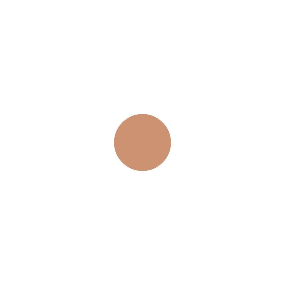 Macchia rotonda di bronzer marrone su sfondo bianco. Nessuna confezione o scritta visibile.