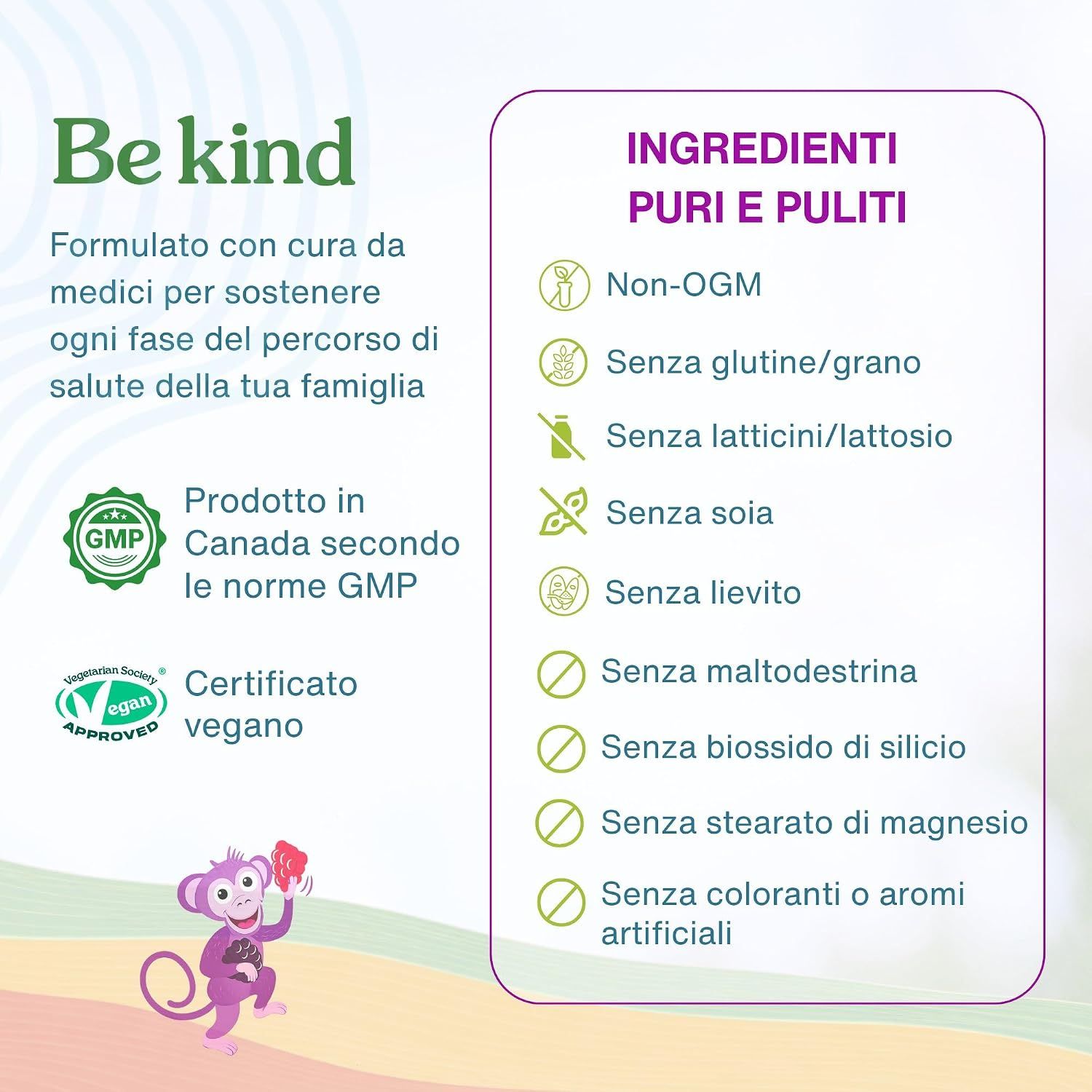 Caramelle gommose multivitaminiche ai frutti di bosco, delicate sui denti: info su zucchero, colore, aroma.