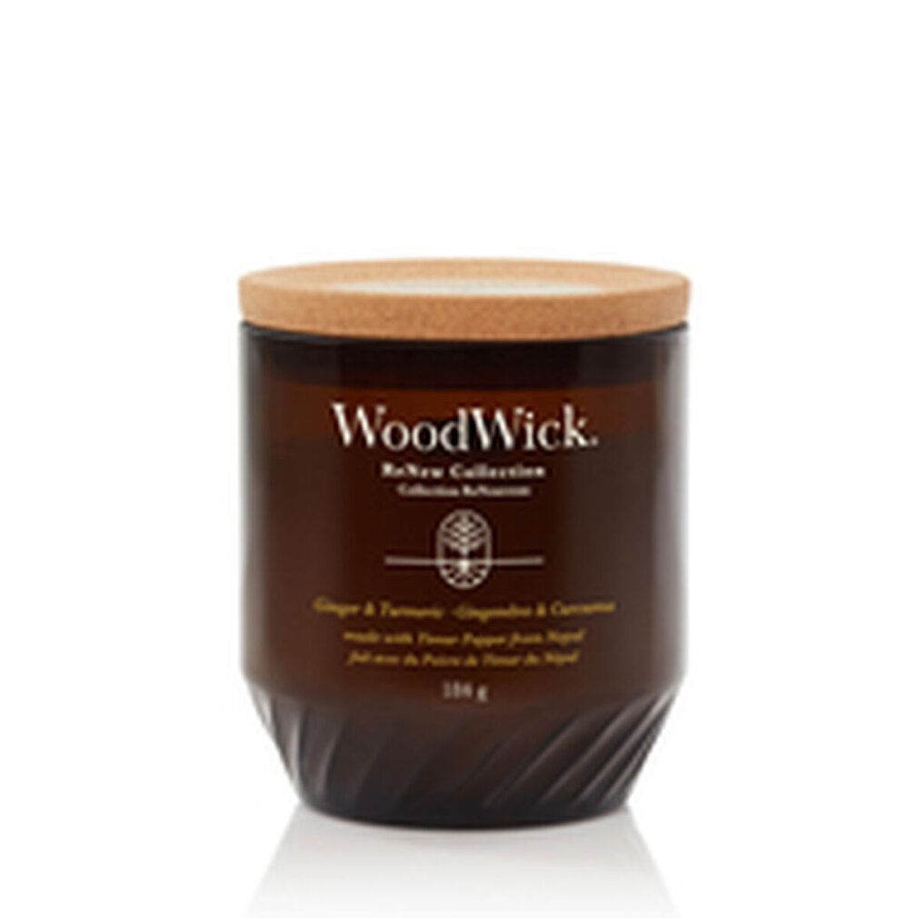 Woodwick Renew Candela Grande Ginger & Turmeric Cera di Cocco e Soia Stoppino Scoppiettante