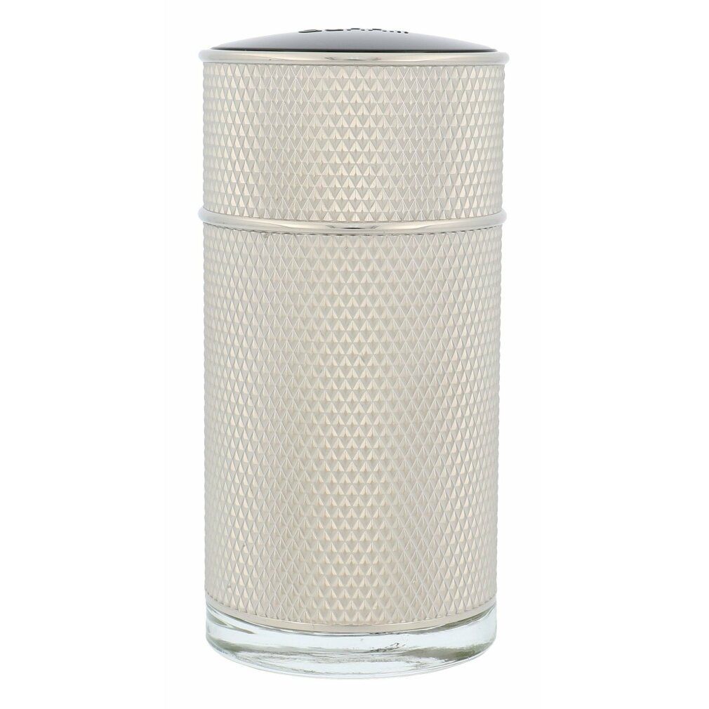 Flacone cilindrico argentato con texture a diamante. Tappo nero. Base in vetro.