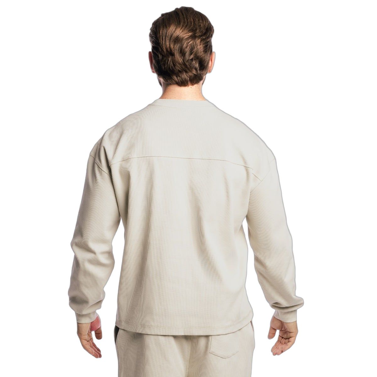GymBeam Felpa uomo oversize senza cappuccio a maniche lunghe Aura Grey