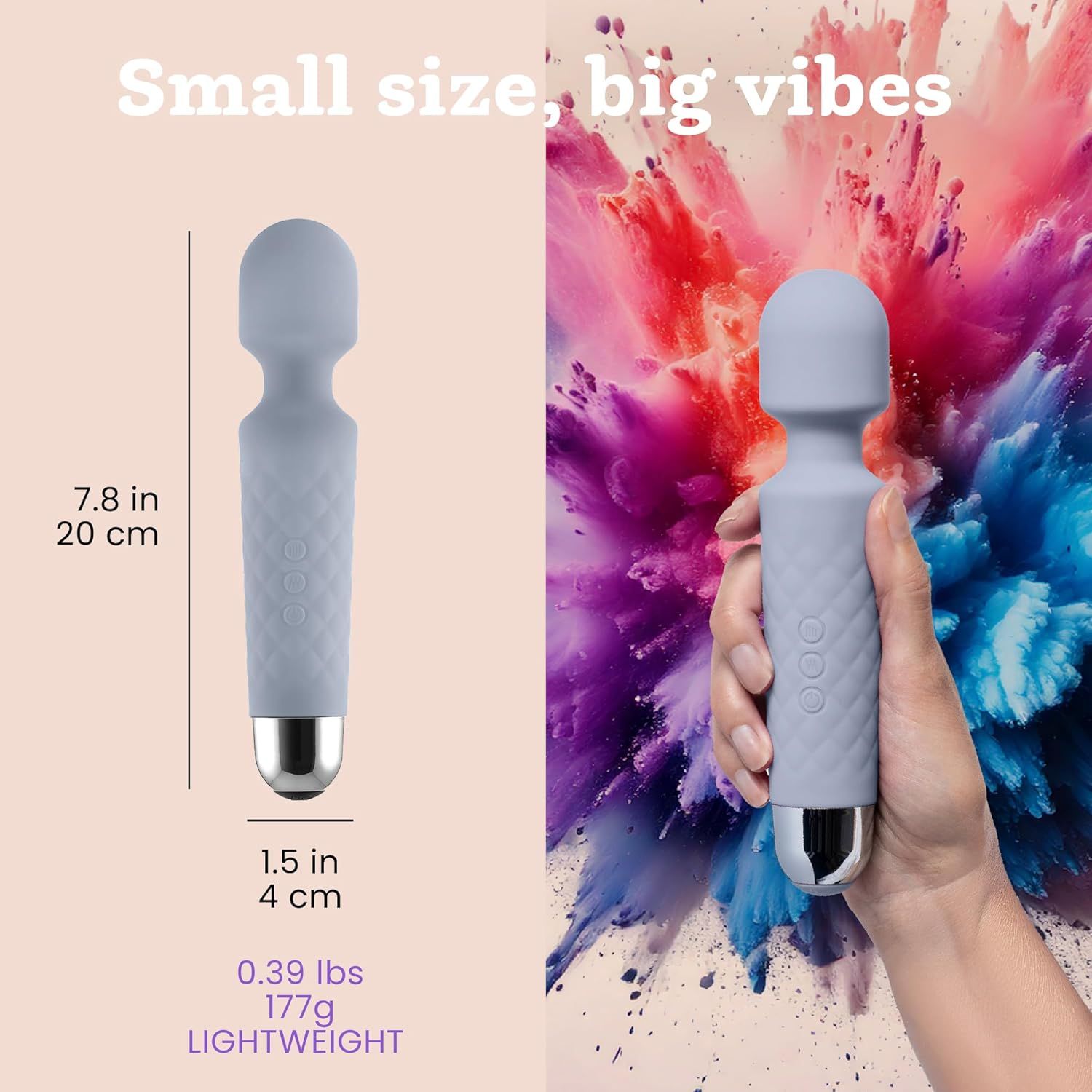 Oliver James Vibratore per donne – Silenzioso e potente, colore azzurro pastello