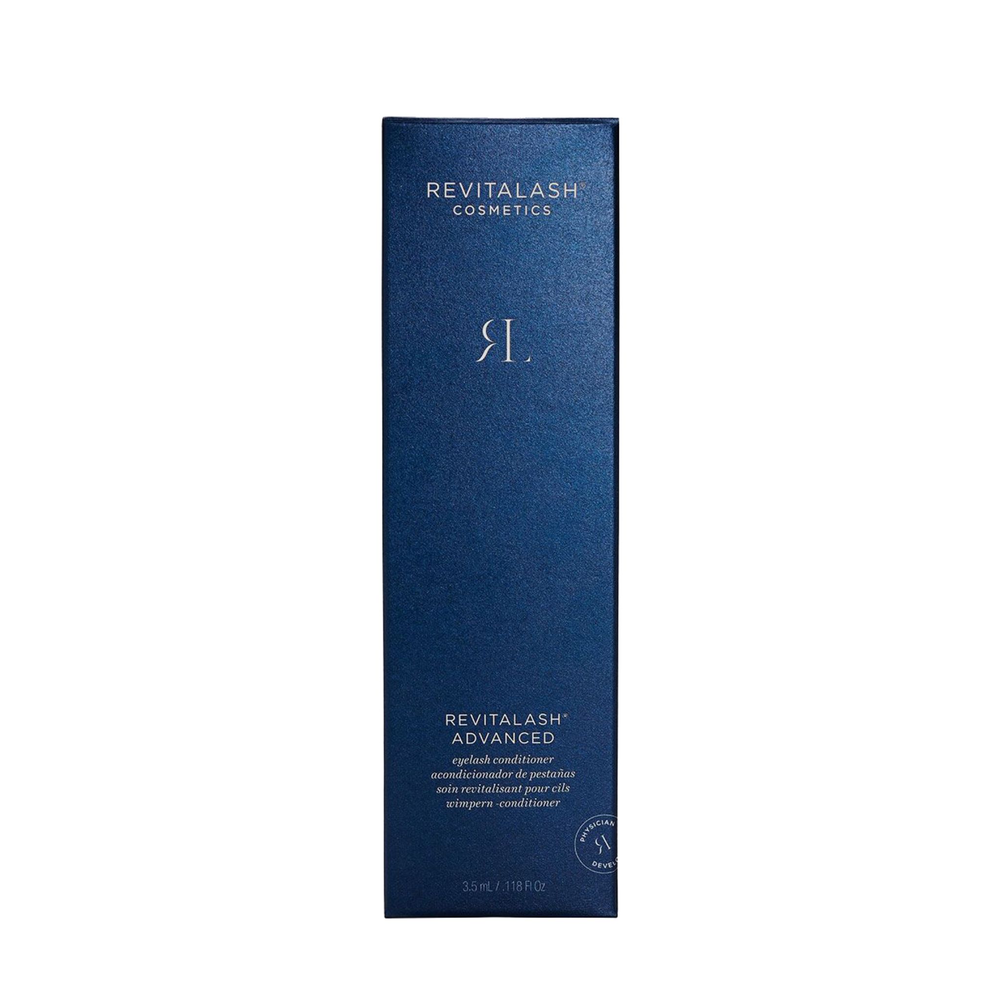 Confezione blu-nera. Scritta: RevitaLash® Advanced Eyelash Conditioner.