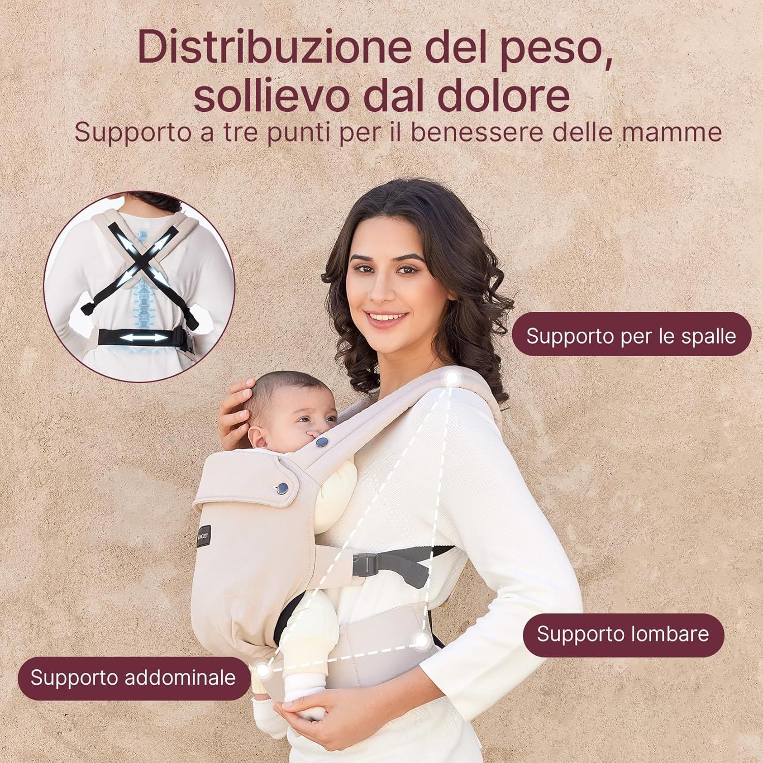 Momcozy Marsupio per Bambini Leggero e Traspirante Khaki