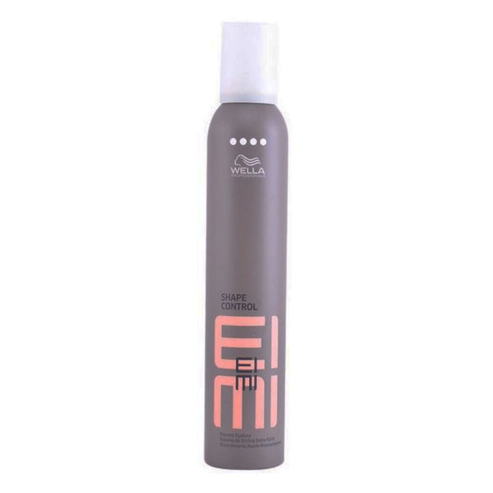 Flacone spray grigio con tappo bianco. Scritta: EIMI Shape Control. Marchio: Wella.