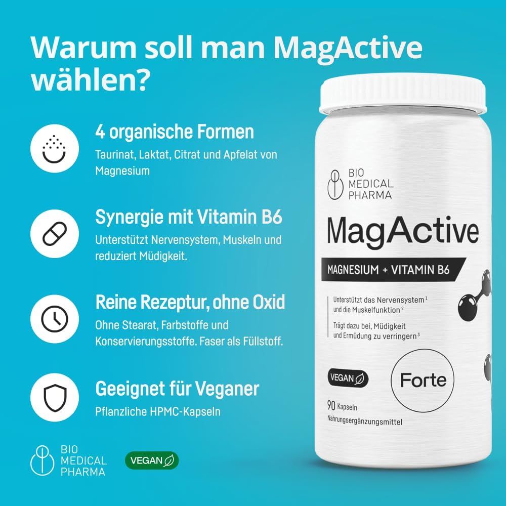 Bio Medical Pharma Capsule Complesso di Magnesio MagActive con Vitamina B6