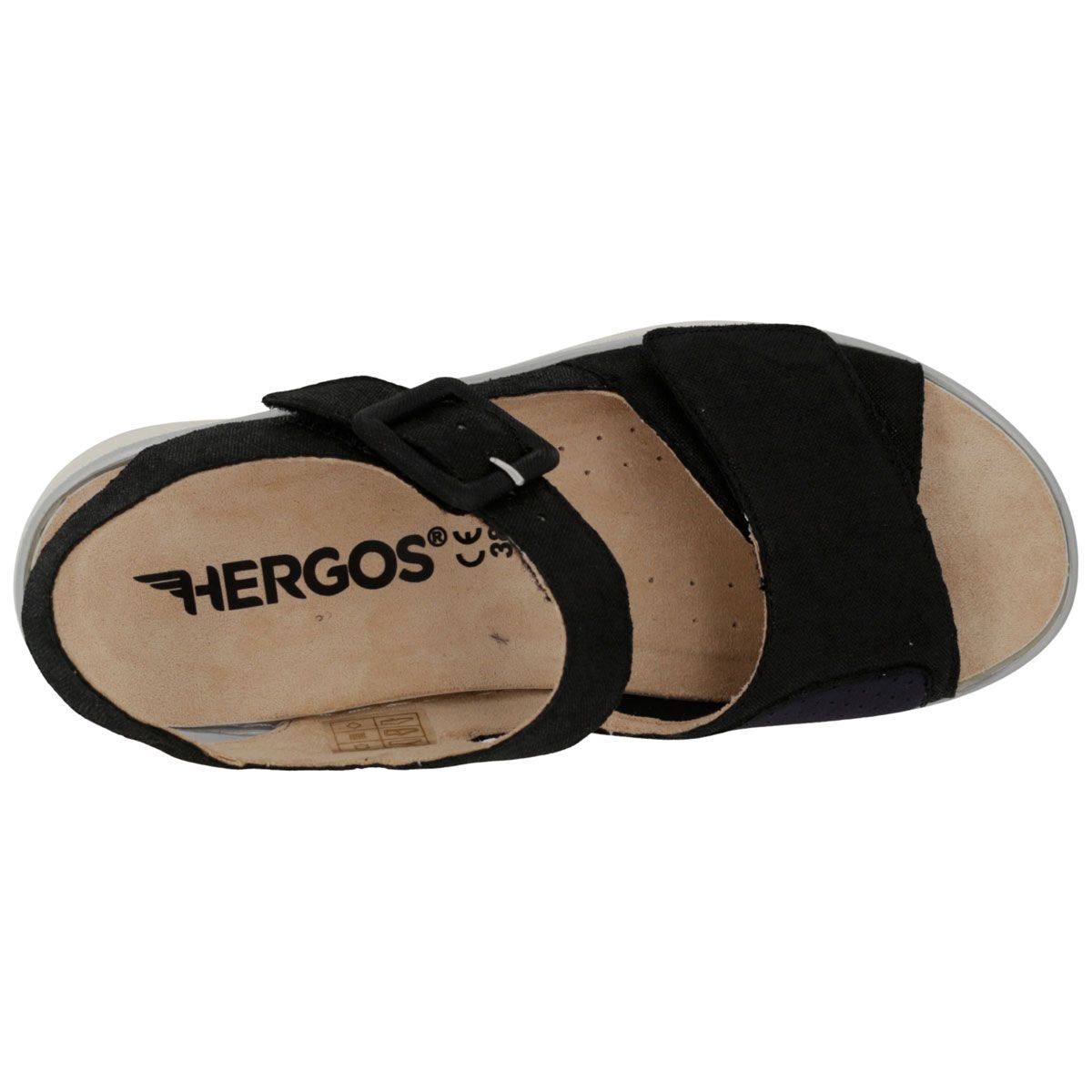 Hergos H5801 - Sandalo in pelle e tessuto elasticizzato con plantare estraibile