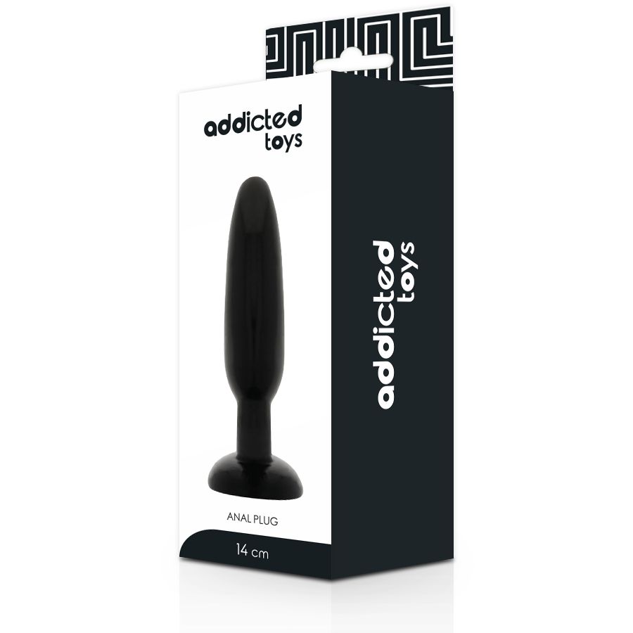 Confezione con plug anale nero. Marchio Addicted Toys. Nome prodotto: Anal Plug. Dimensione: 14 cm.