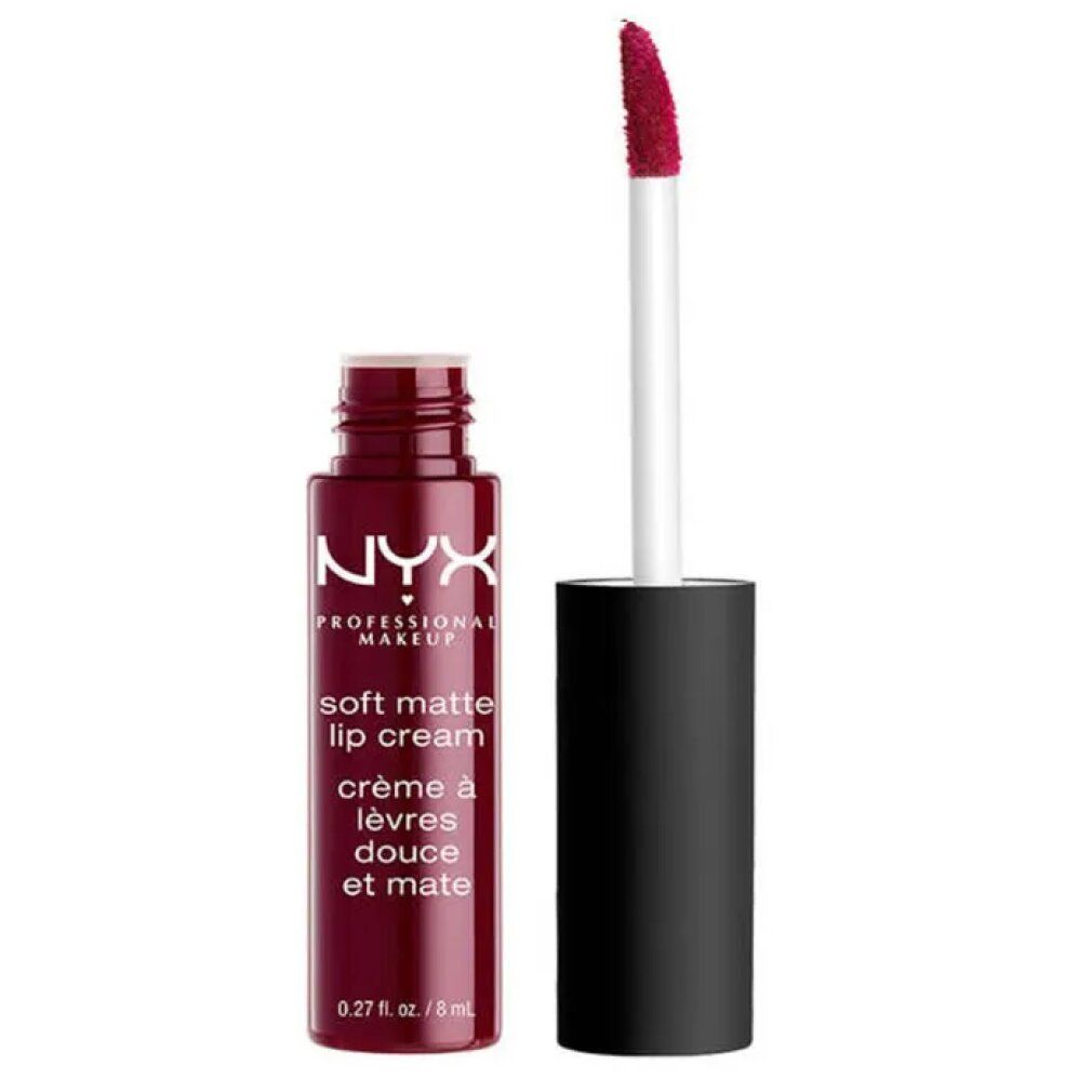 NYX Soft Matte Lip Cream 20 Copenhagen. Rossetto color vino con applicatore.