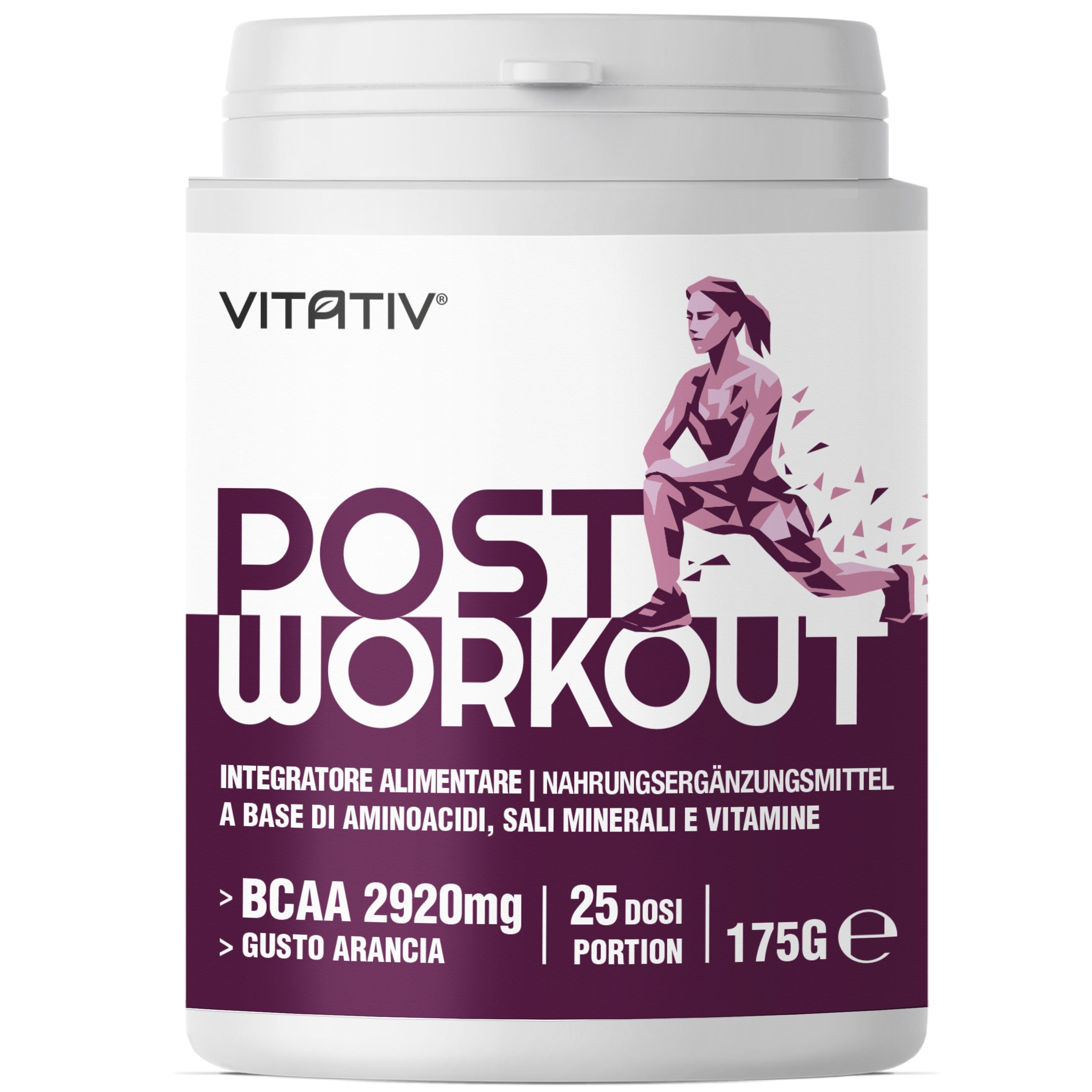 VITATIV® Post Workout Donna in Polvere con BCAA 2:1:1, Glutammina, Minerali e Vitamine - 175 g