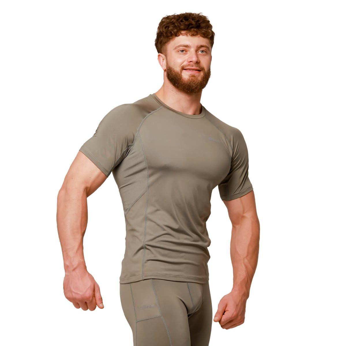 GymBeam T-shirt uomo Pulse Running slim a manica corta Vetiver