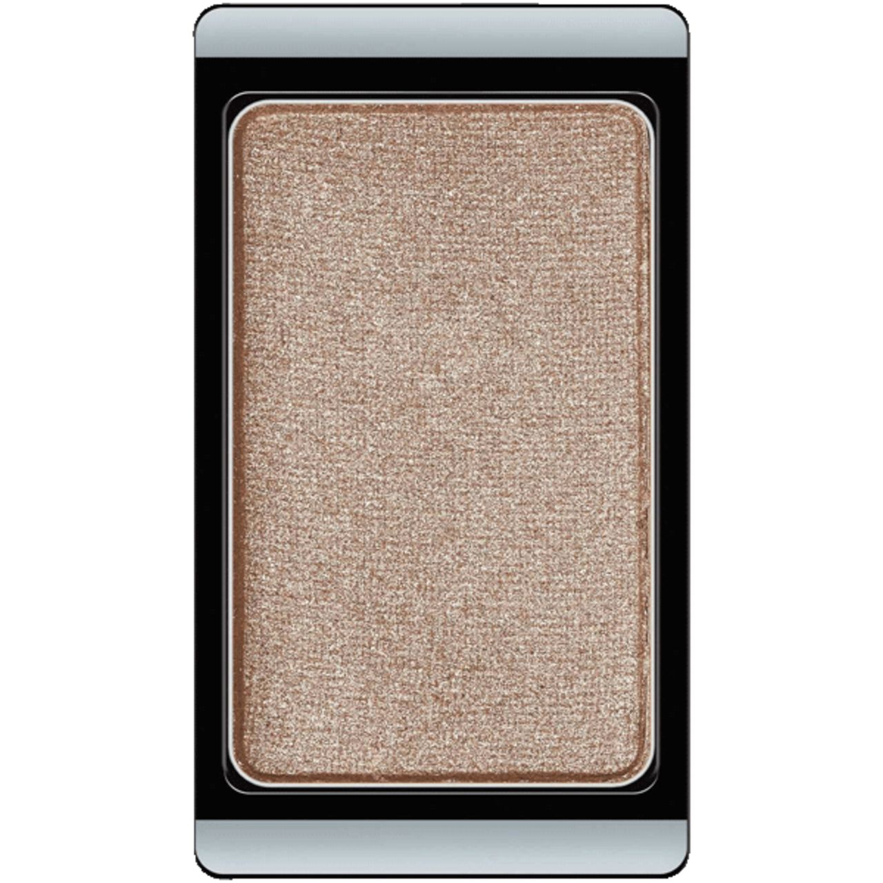 Ombretto rettangolare. Ombretto dorato in un contenitore nero e argento.