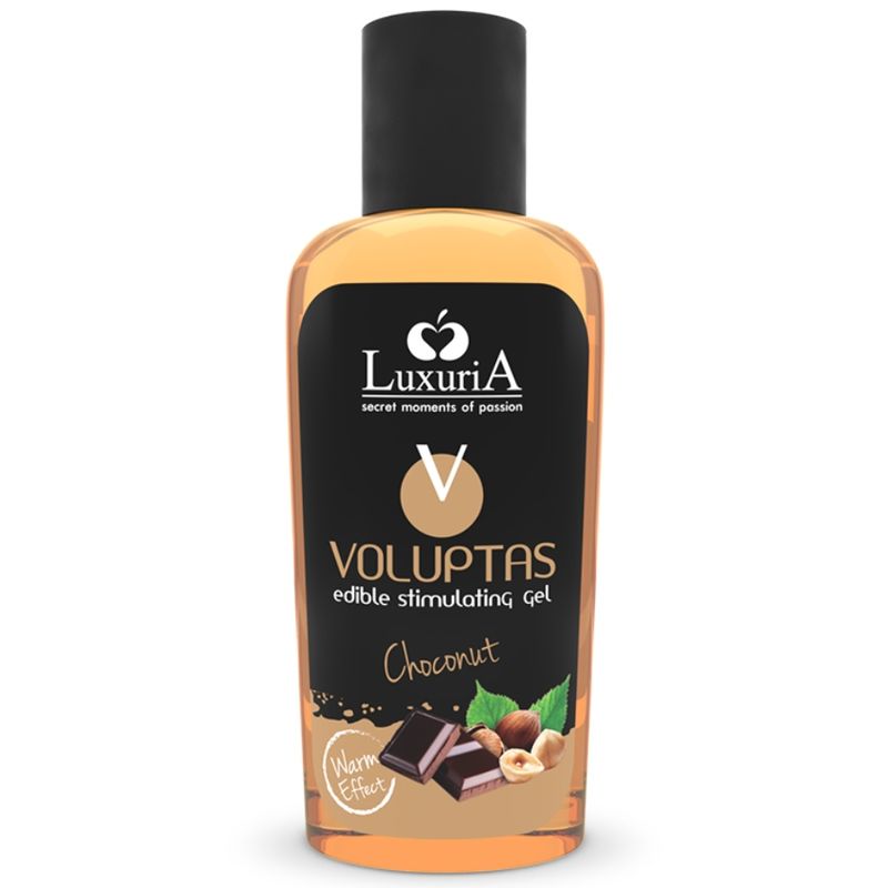 Gel da massaggio commestibile con effetto riscaldante, gusto cioccolato.