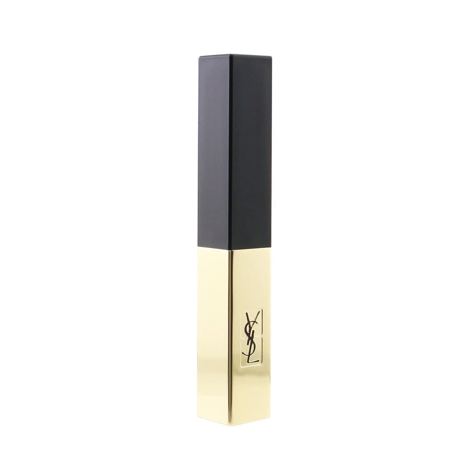 Rossetto chiuso, astuccio dorato, cappuccio nero. Logo YSL visibile sull'astuccio.