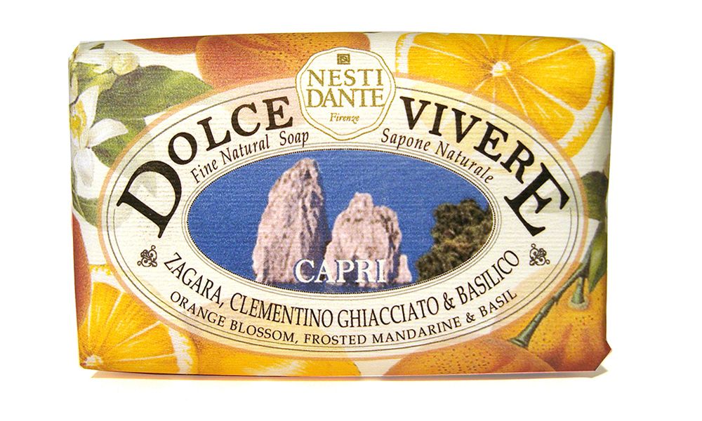 Sapone Nesti Dante Capri: Zagara, Clementino Ghiacciato & Basilico. Sapone naturale ai fiori d'arancio, mandarino e basilico.