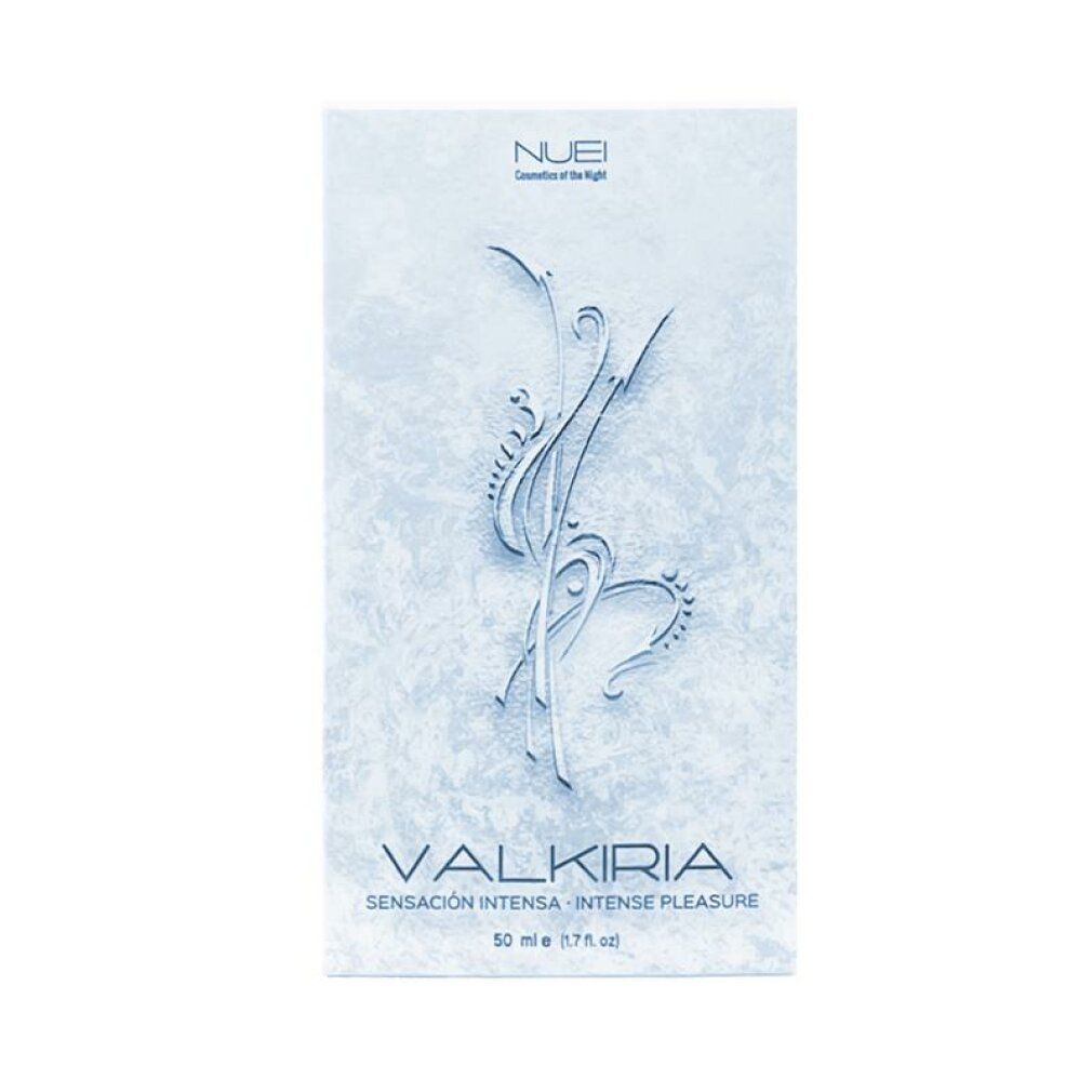 Confezione bianca con logo Valkiria e scritta Intense Pleasure Gel. 50 ml.