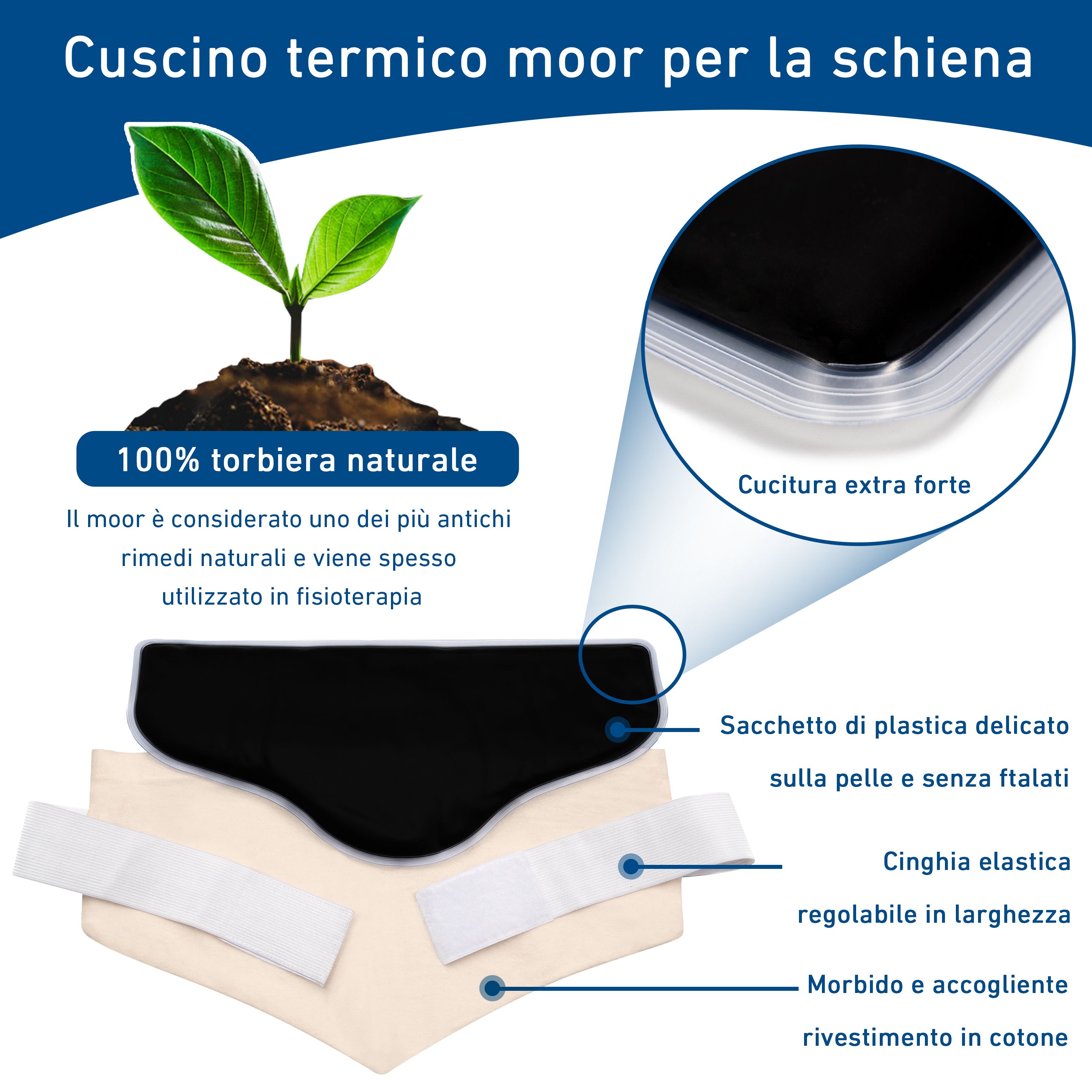 Donna con cuscino termico in vita, cucina. Logo axion®.