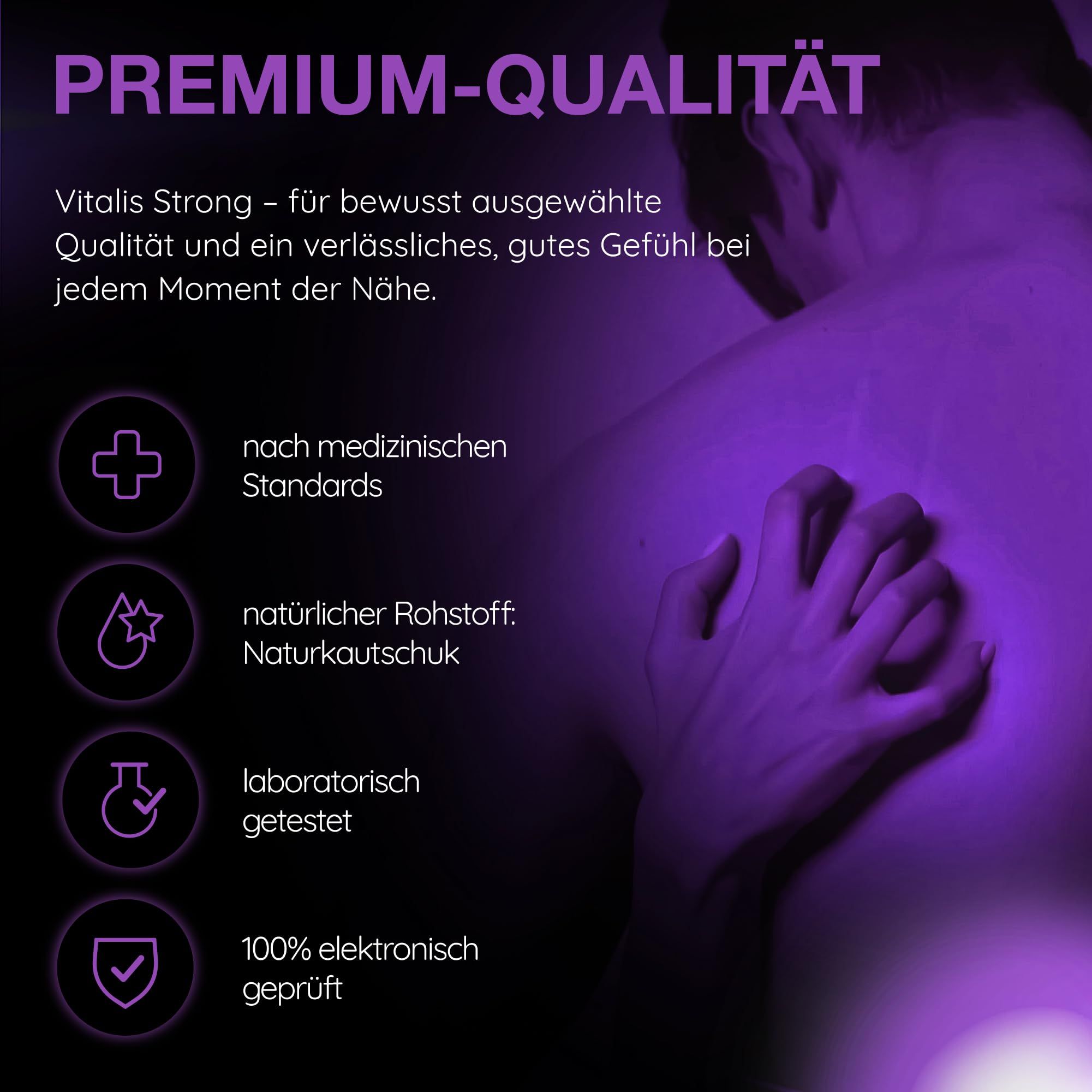 Vitalis Strong: Standard medici, lattice naturale, testato in laboratorio, 100% testato elettronicamente.