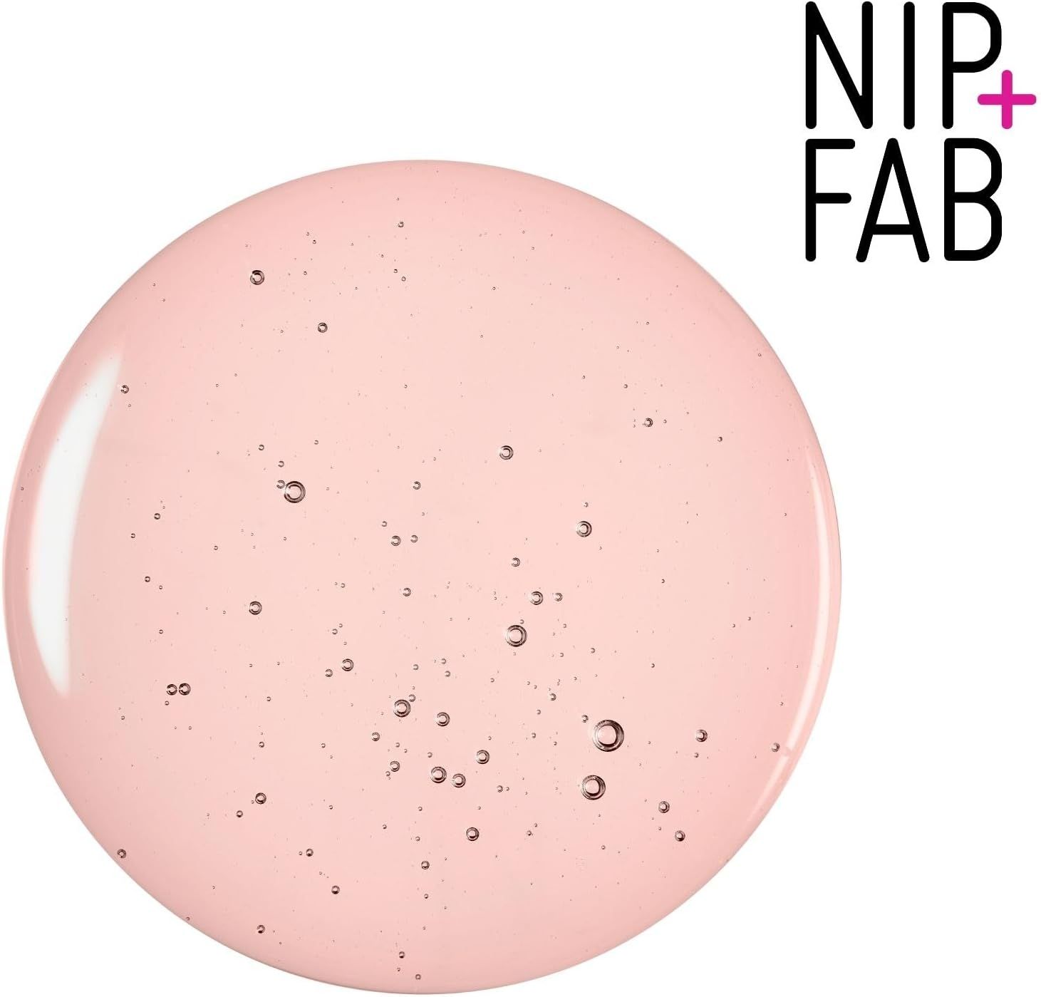 Liquido rosa con piccole bolle. NIP+FAB in alto a destra.