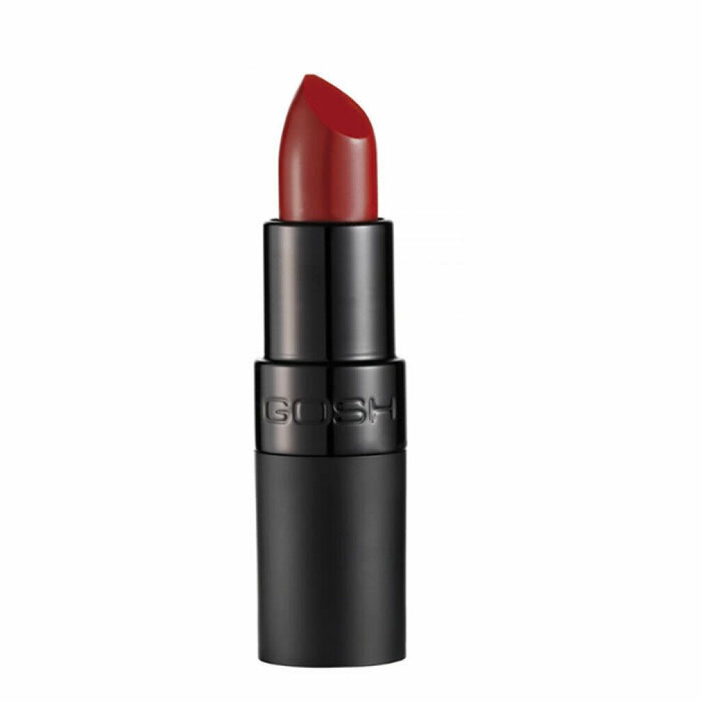 Rossetto rosso scuro in astuccio nero. Marchio GOSH. Scritta GOSH.