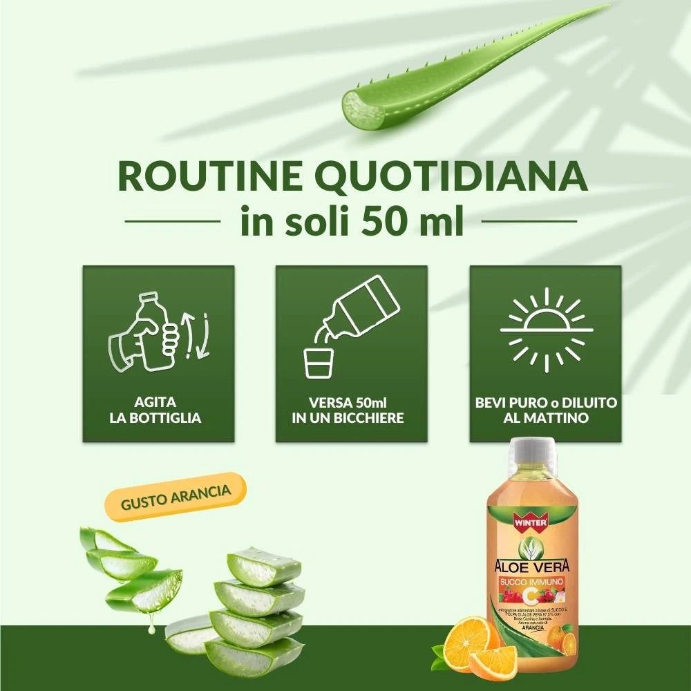 Winter Aloe Vera da Bere Immuno C con Rosa Canina  e Acerola – Succo Naturale Senza Aloina