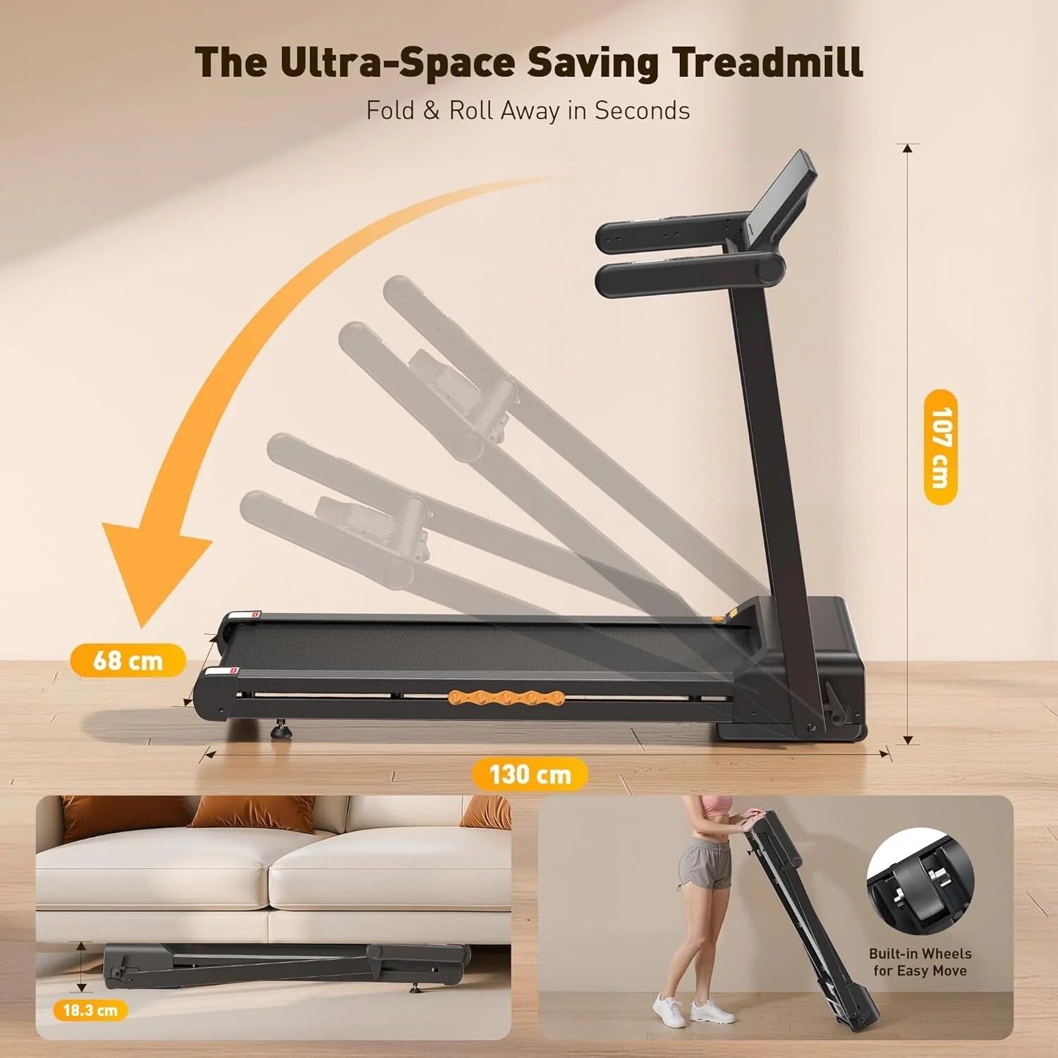 JAGJOG JT60 Tapis roulant pieghevole per la casa, 3,5 CV, 14 km/h