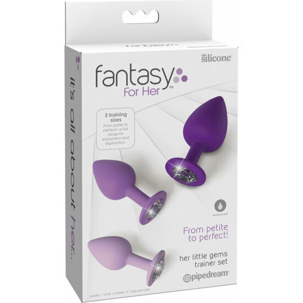 Confezione del set di plug anali Fantasy For Her con tre plug viola.