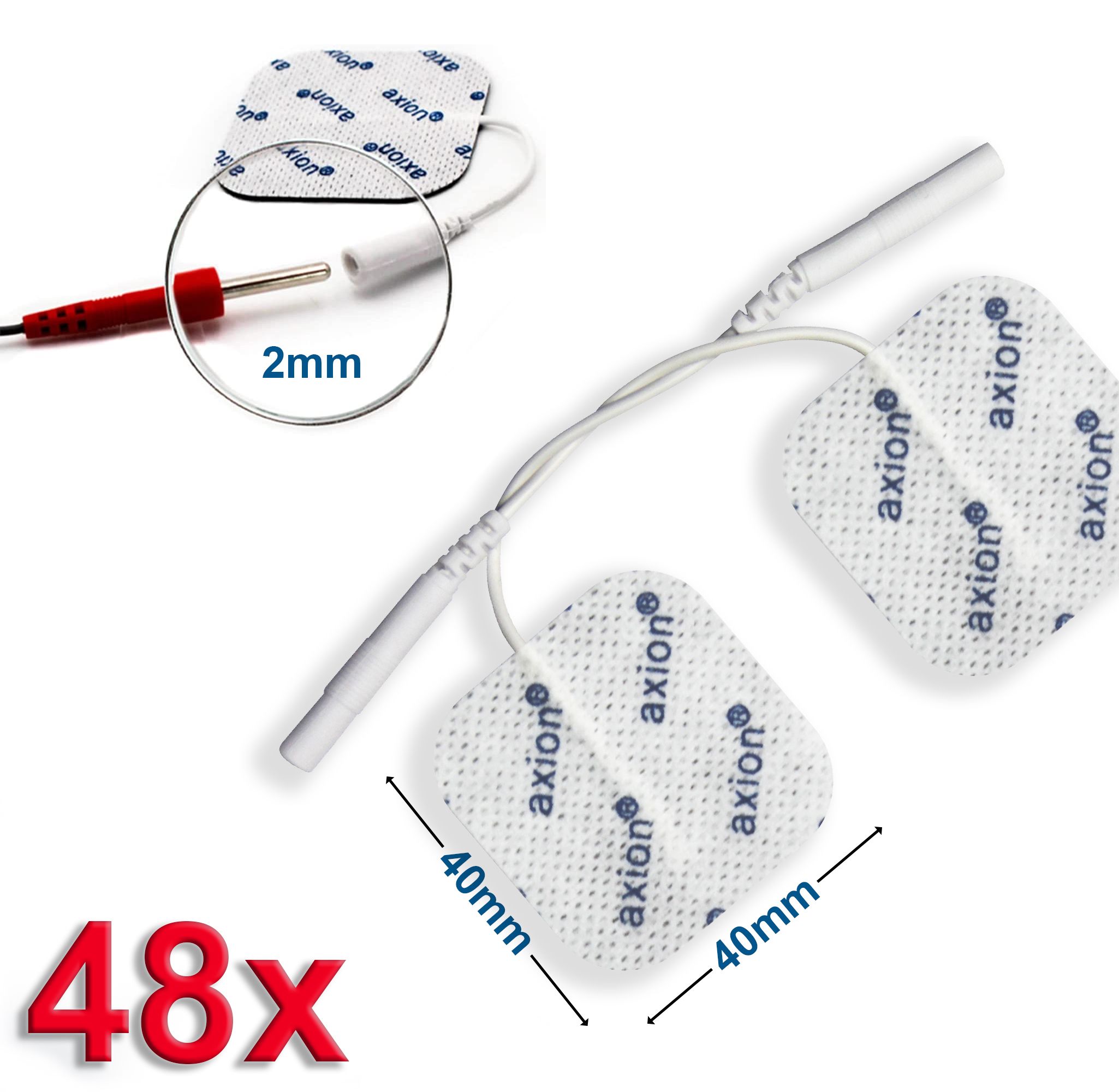 axion pads autoadesivi per elettrodi, 4x4 cm - compatibili con axion, Prorelax, Promed, ecc.