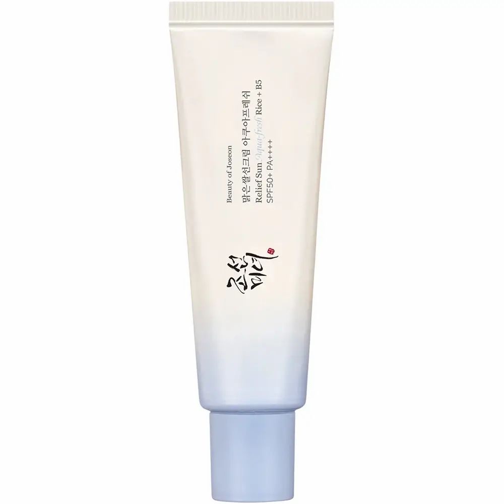 Tubo con prodotto. Scritta coreana. Tappo blu.