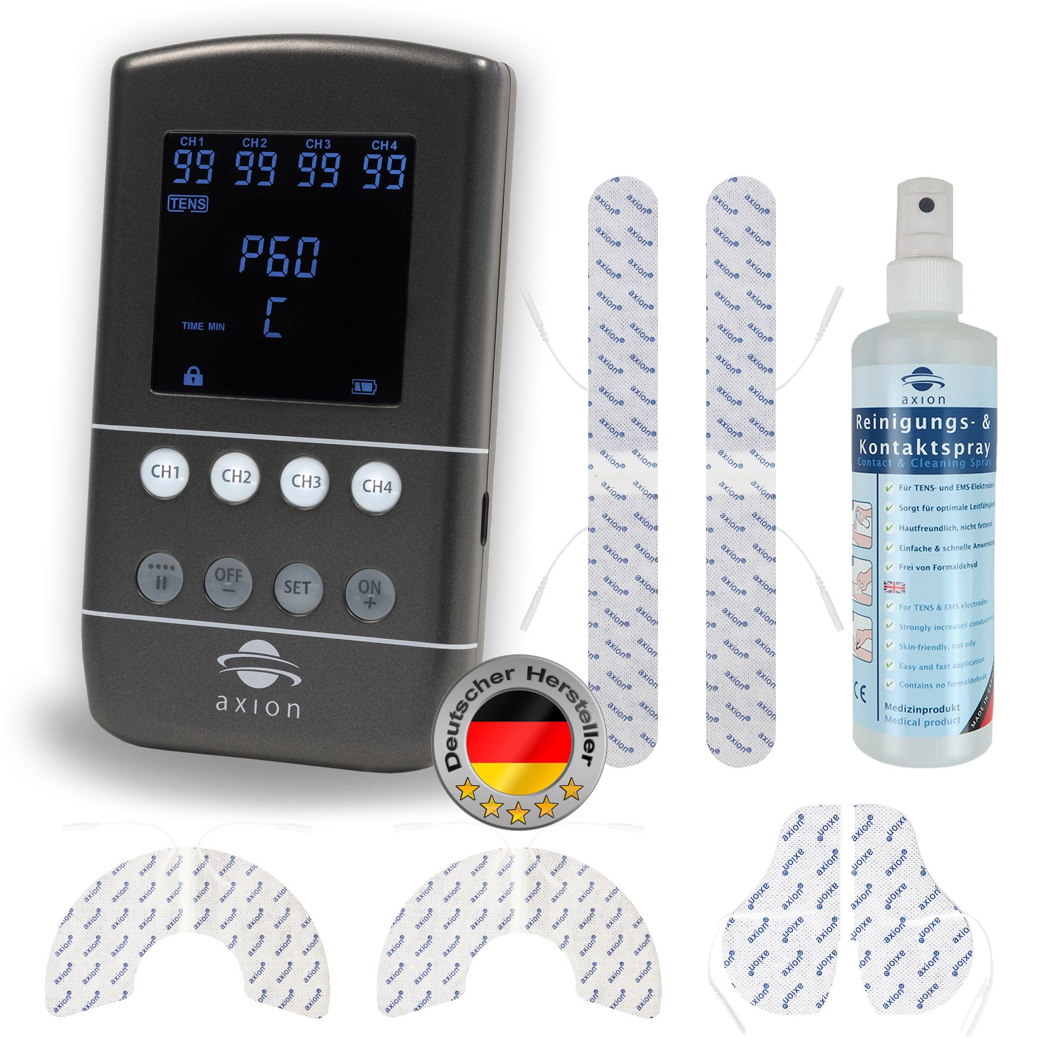 axion® STIM-PRO X9B Dispositivo TENS EMS a 4 canali con batteria