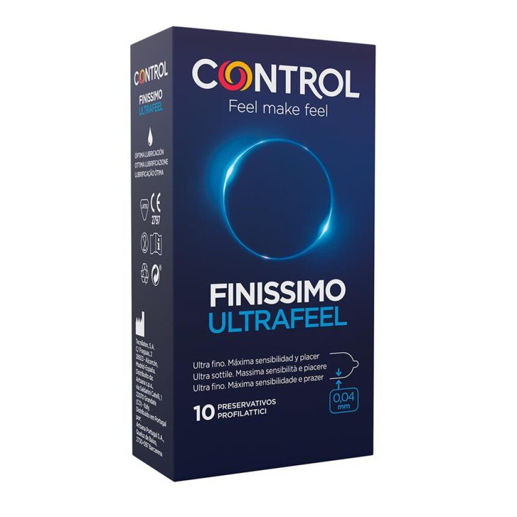 Preservativi Control Finissimo Ultra Feel, 10 pezzi. Spessore 0,04 mm. Certificato CE.